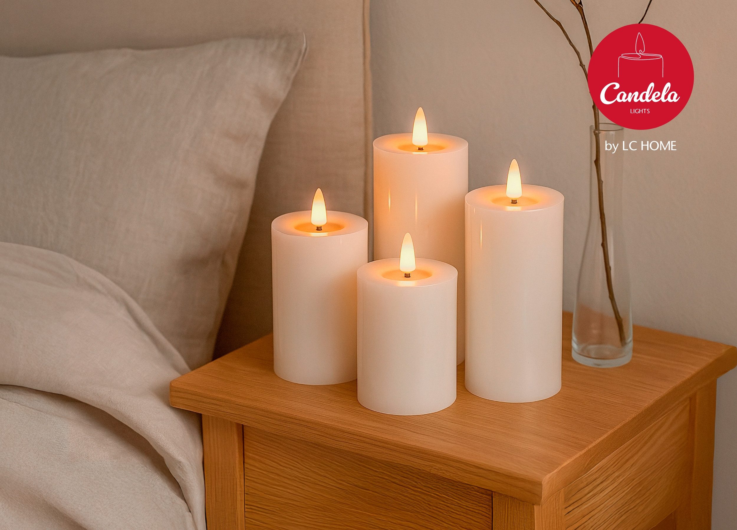 LC Home LED-Kerze Candela Lights LED Kerzen Echtwachs 4erSet mit Fernbedien günstig online kaufen
