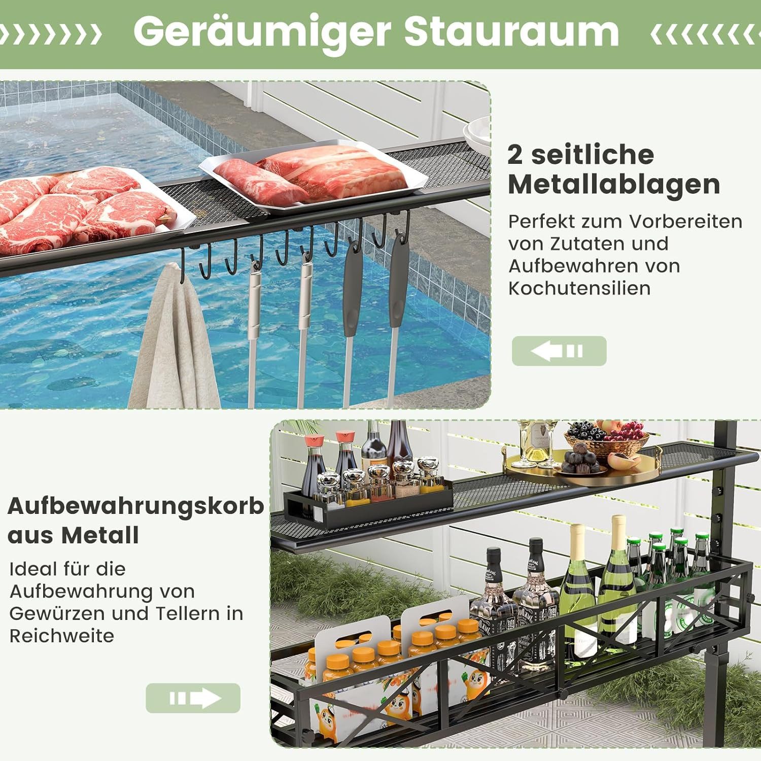 KOMFOTTEU Grillpavillon, Doppeldach mit 2 Ablagen, günstig online kaufen