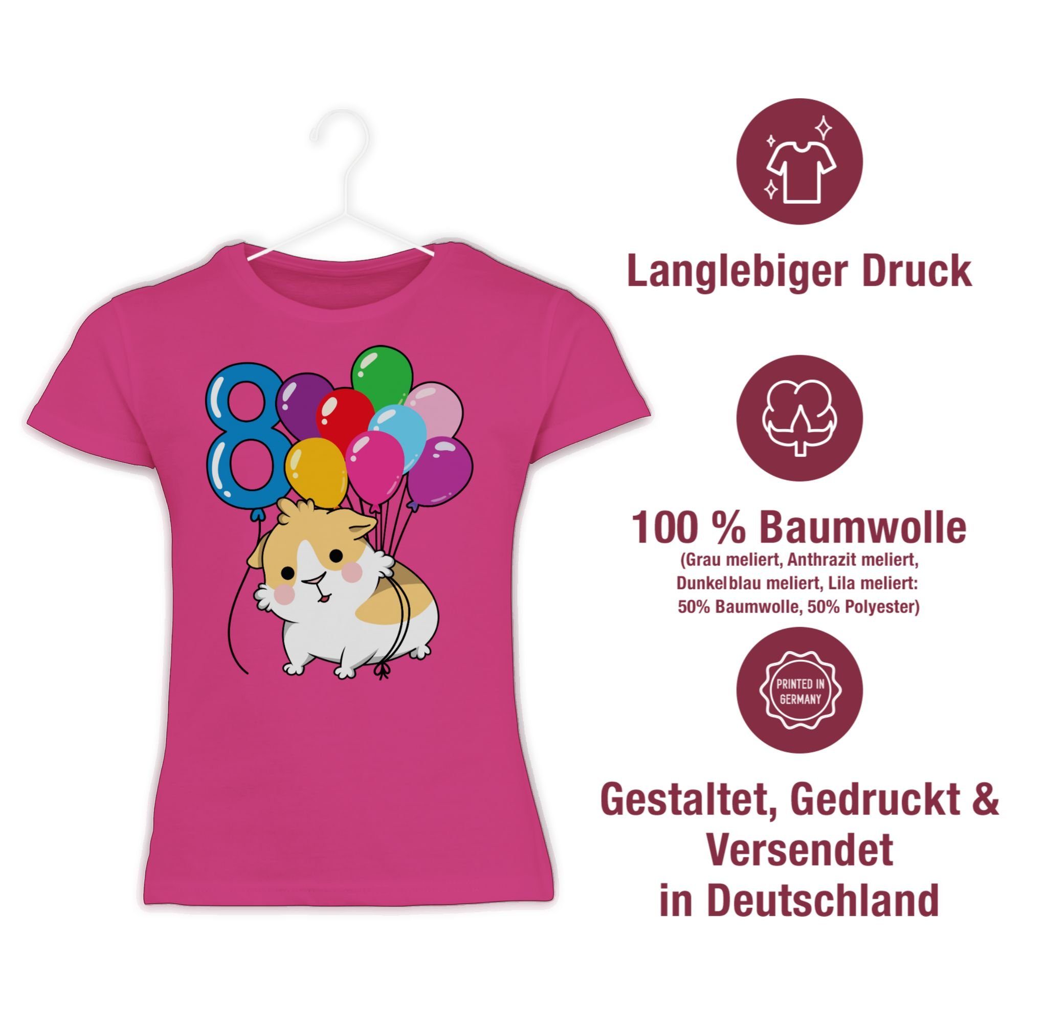Fuchsia Shirtracer Meerschweinchen Acht Geburtstag T-Shirt 8. 2