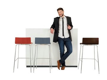 Mauser Sitzkultur Barhocker, mit Lehne, Designer Barstuhl für Kücheninsel, Bistrostuhl Blau H: 91cm