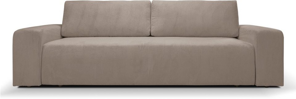 WERK2 Schlafsofa Hugo, Design 2-Sitzer Sofa in Cord mit Schlaffunktion &  Bettkasten