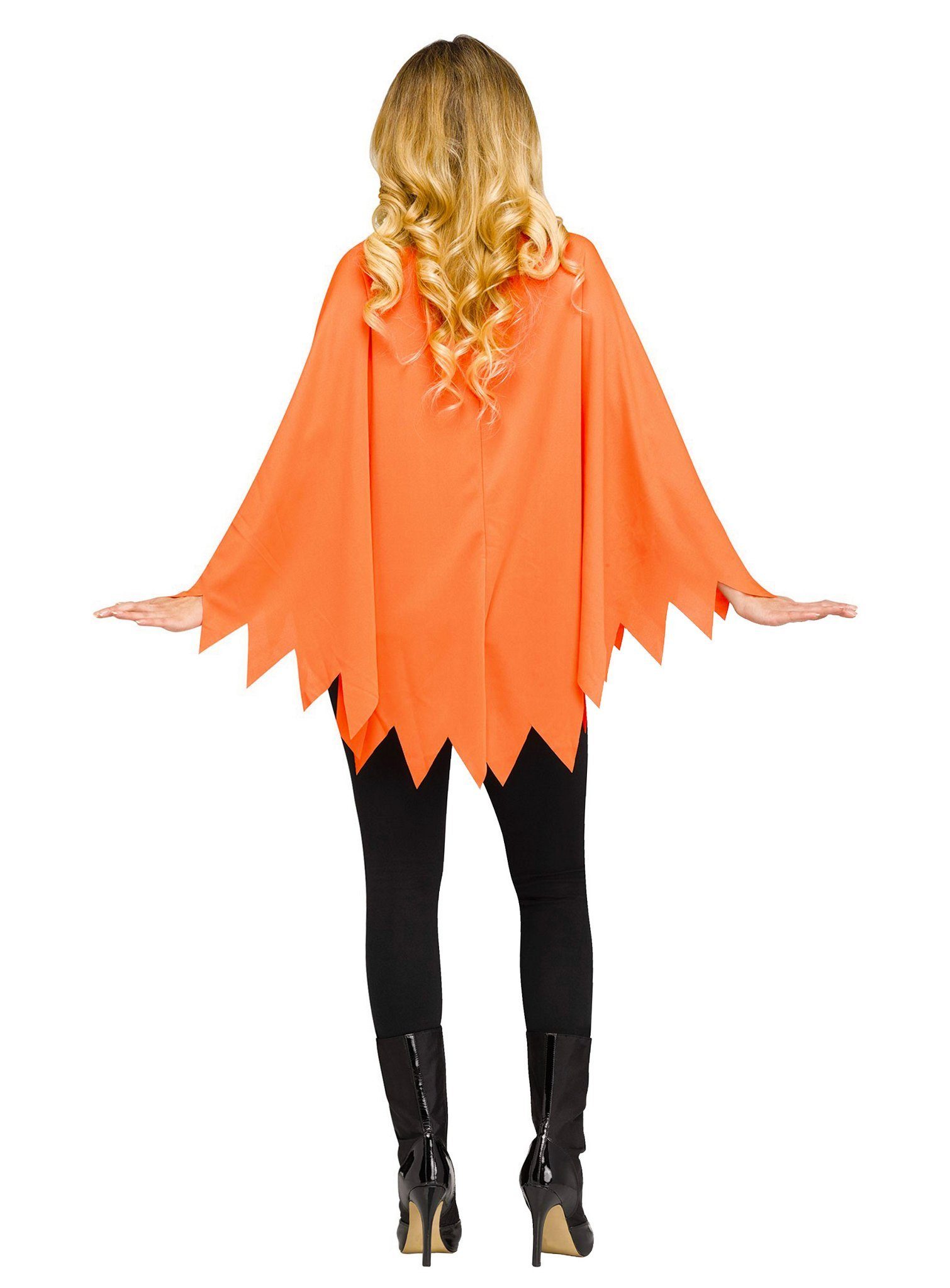 Fun World Kostüm Kürbis Poncho - Halloween Kostüm Damen, Lockerer Überwurf als schnelle Halloween-Verkleidung