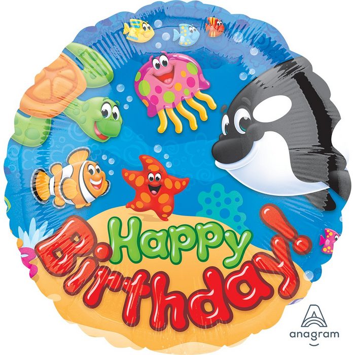 Anagram Folienballon Folienballon rund - Happy Birthday Sea Buddies - 4