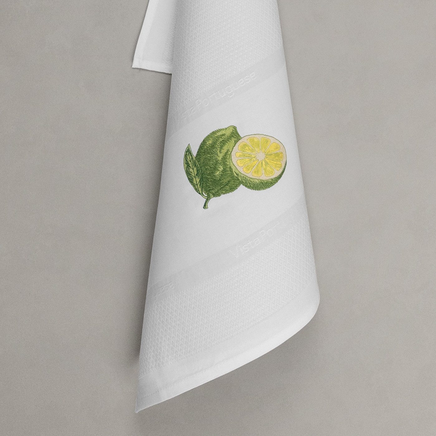 Vista Portuguese Geschirrtuch Limette mit exklusiver Stickerei, 100 % Baumwolle