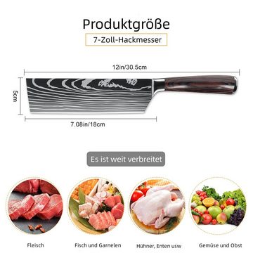 MDHAND Hackmesser 7CR17-Edelstahl Küchenmesser, Kochmesser, Ergonomischer Griff