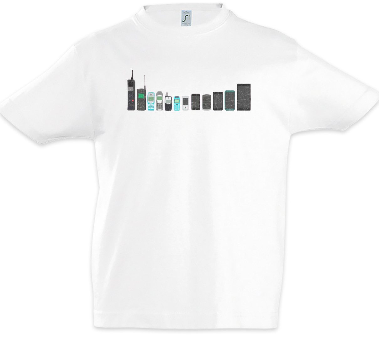 Urban Backwoods Print-Shirt Mobile Phone Evolution Kinder T-Shirt Fun Geek Nerd Charles Darwin (1-tlg) Hand Smartphone Entwicklung Technik