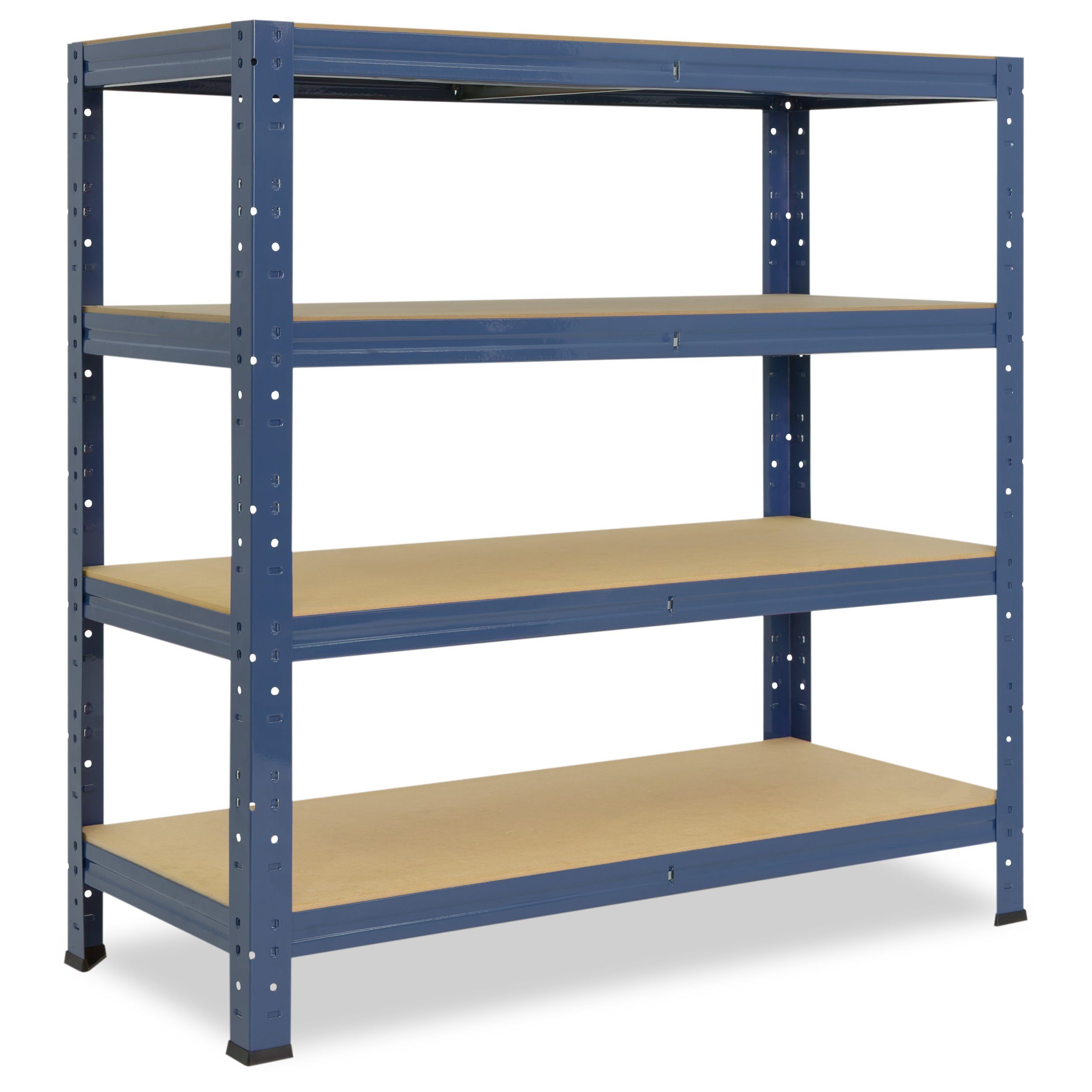 shelfplaza Schwerlastregal HOME, 90x80x30cm blau, Metallregal mit 4 Böden, als Kellerregal, Garagenregal, Werkstattregal oder Lagerregal, Steckregal Metall mit 175kg Tragkraft