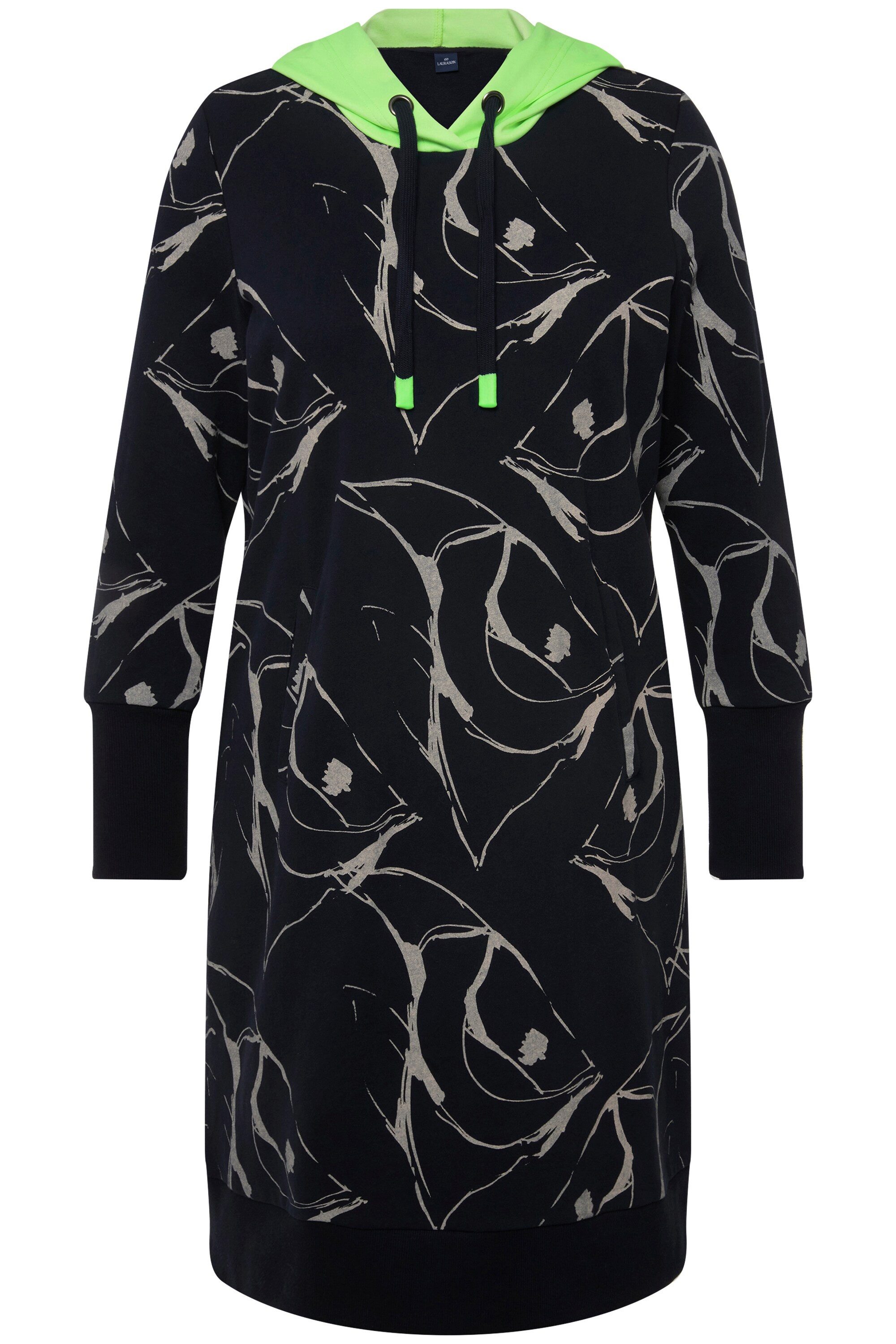 Laurasøn Midikleid Sweatkleid Kapuze Langarm allover Print günstig online kaufen