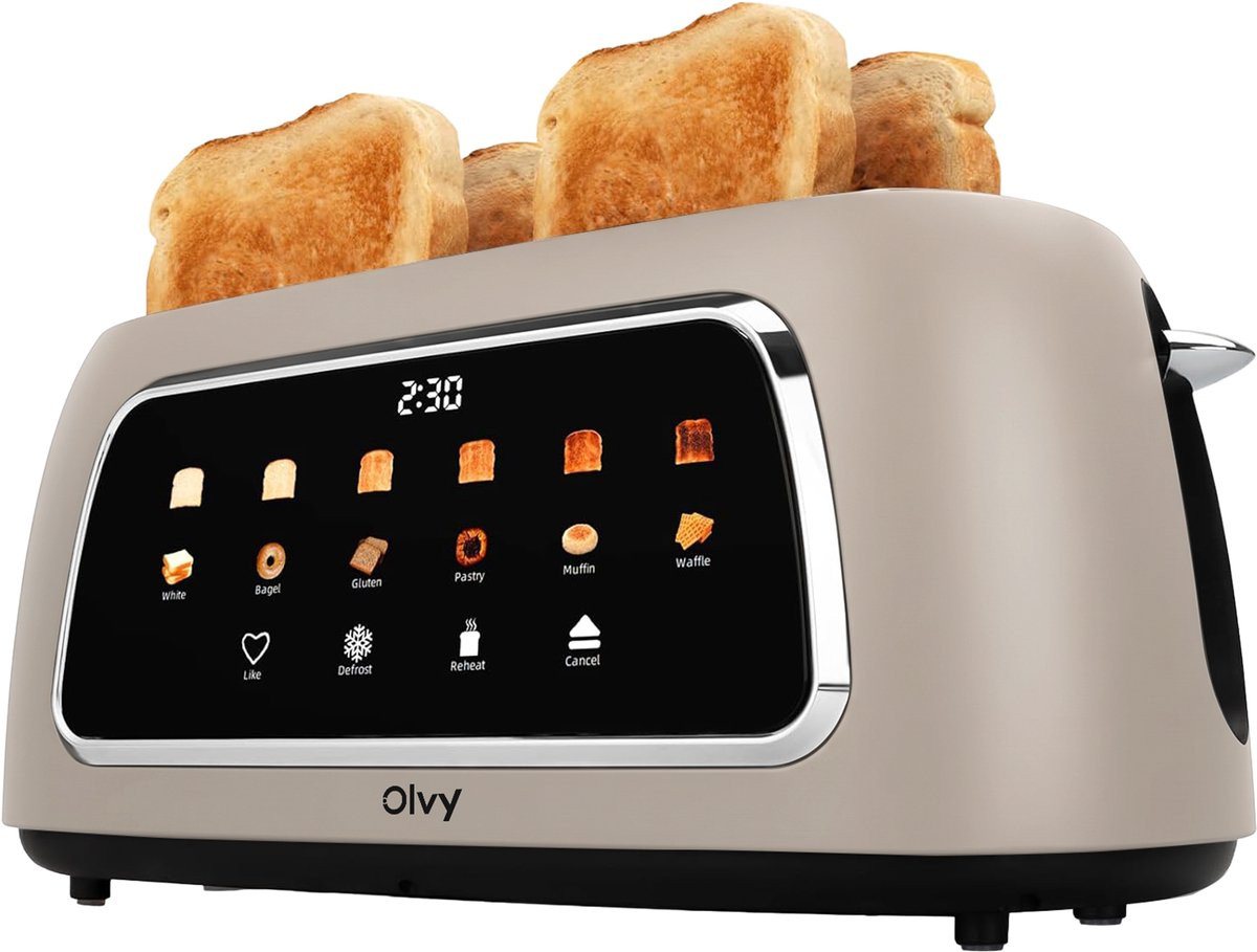 Olvy Toaster Olvy Toaster 4 Scheiben, Langschlitztoaster, Digitaldisplay mit Timer