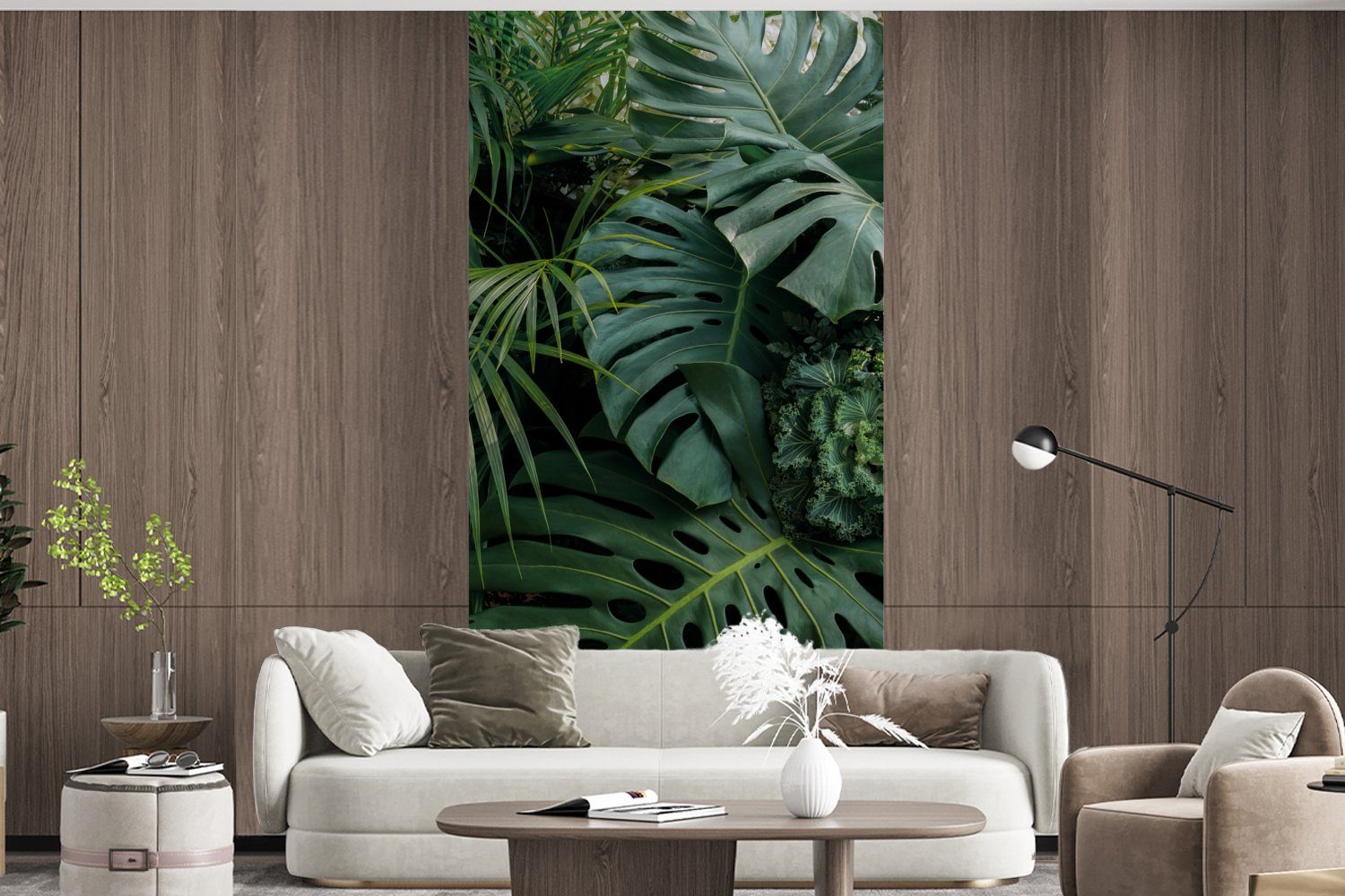 St), Matt, Dschungel für MuchoWow - Tropisch, (2 Fototapete Blätter Wohnzimmer Schlafzimmer bedruckt, Vliestapete Pflanzen Fototapete - - Küche,