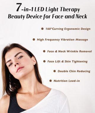 leben Dermaroller 7-Farben-Gesichts- und Nackenmassagegerät für den Heimgebrauch, Schwarz glänzend, Hautpflege-Gesichtsmassagegerät, Hautpflege-Tools