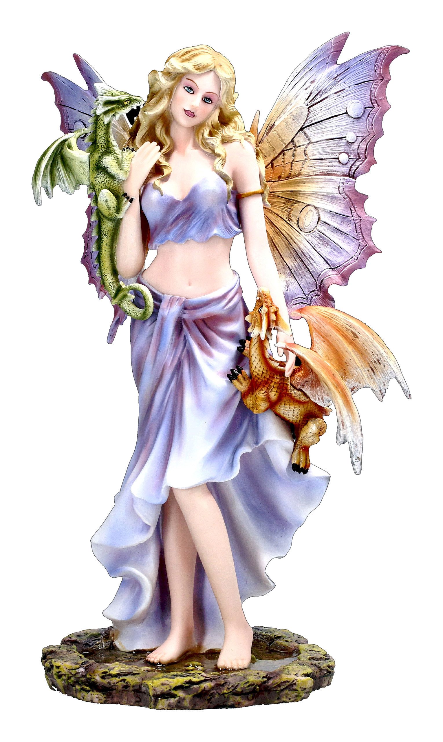 Figuren Shop GmbH Fantasy-Figur Elfen Figur - Cora mit Drachen Babys Fantasy Deko Fee