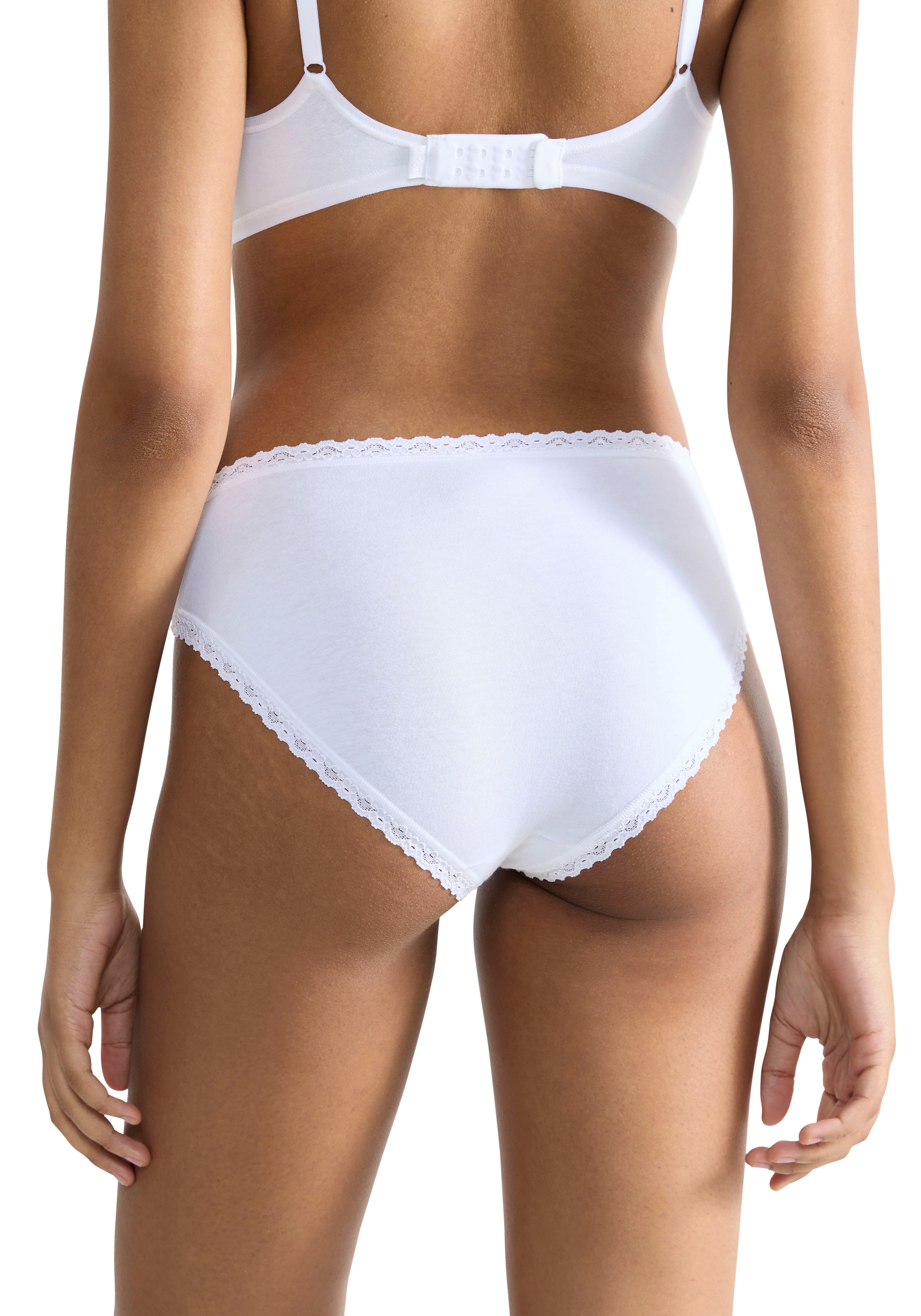 sloggi Taillenslip 24/7 Cotton Lace (3er Pack) mit edler Spitze und flachen Nähten