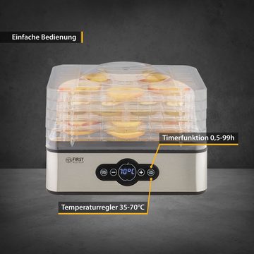 TZS FIRST AUSTRIA Dörrautomat Dörrgerät, digital, Timer und Temperaturregler 35-70°C, 5 Etagen 240 W, Einlageböden BPA frei, Dörrapparat mit Zeitschaltuhr