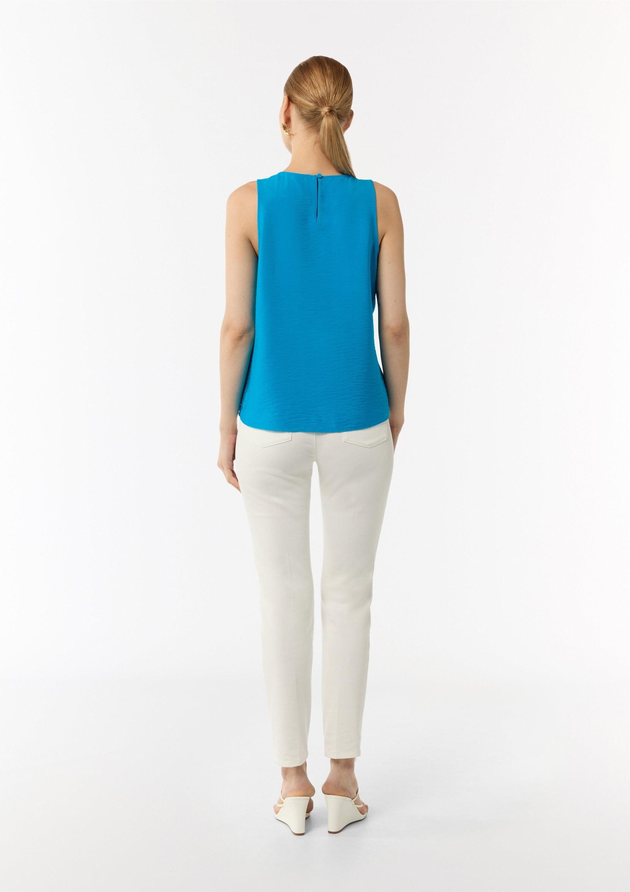 comma Blusentop Bluse Strukturiertes Top mit Raffung am Ausschnitt