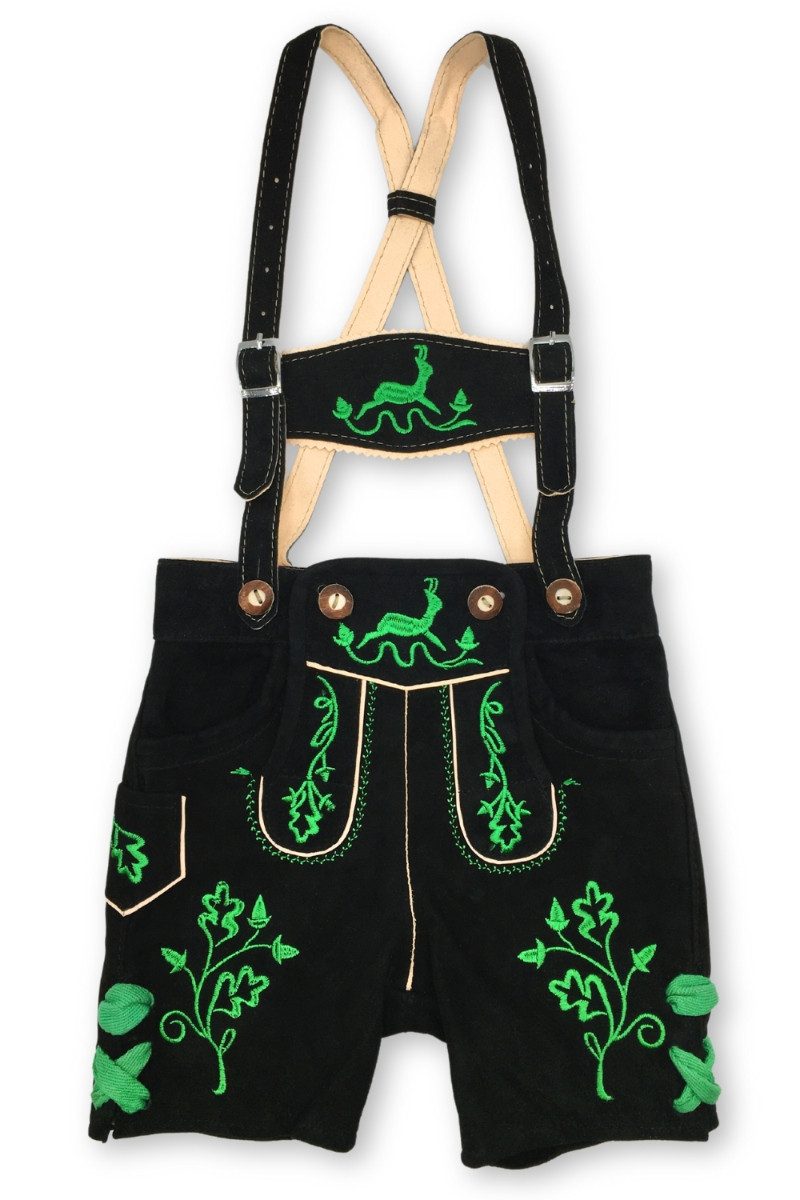 Isar-Trachten Lederhose Lederhose Kinder - EIKE - schwarz/klee