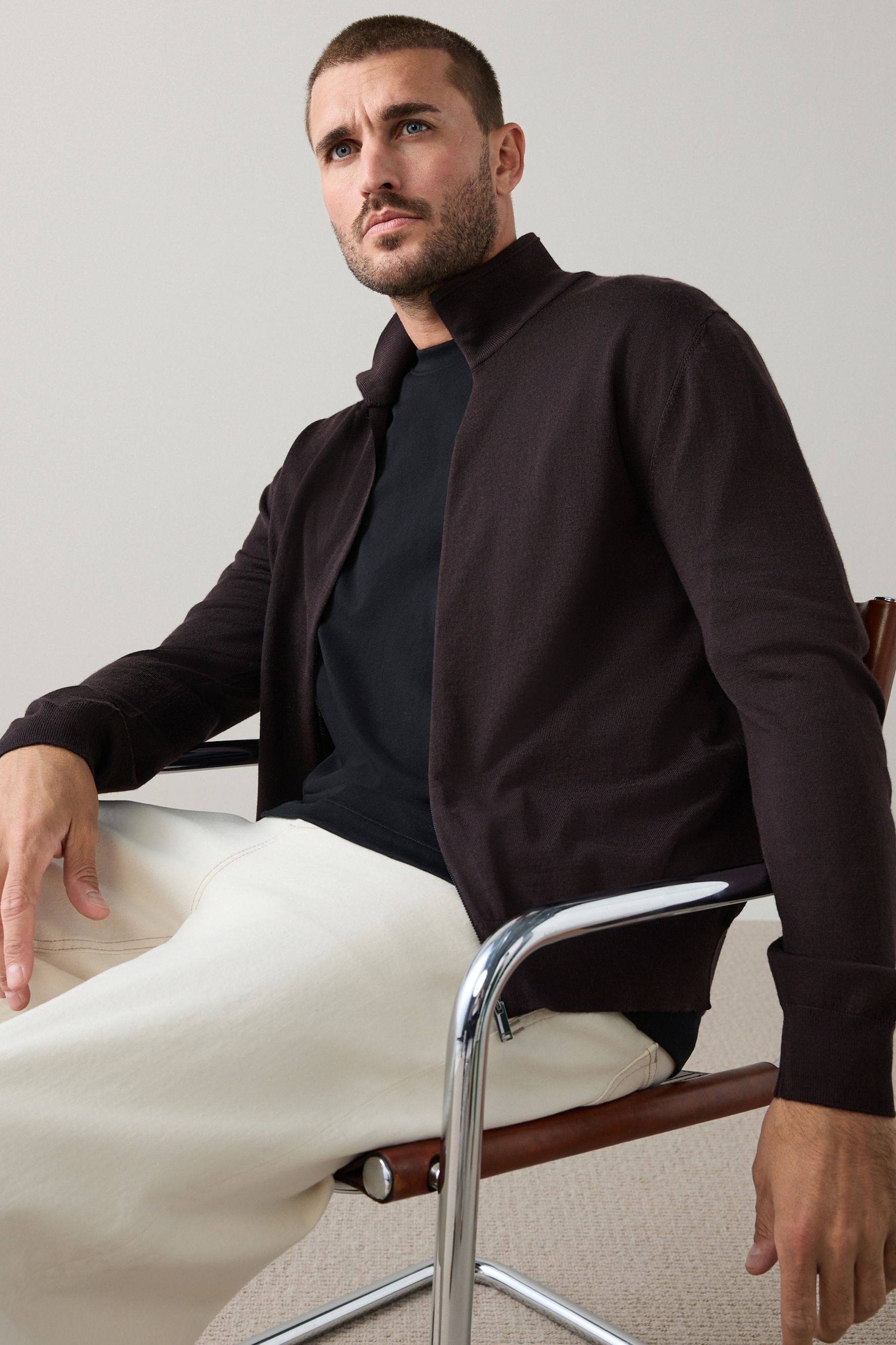 Next Strickpullover Regular Fit Signature Pullover mit RV (1-tlg)