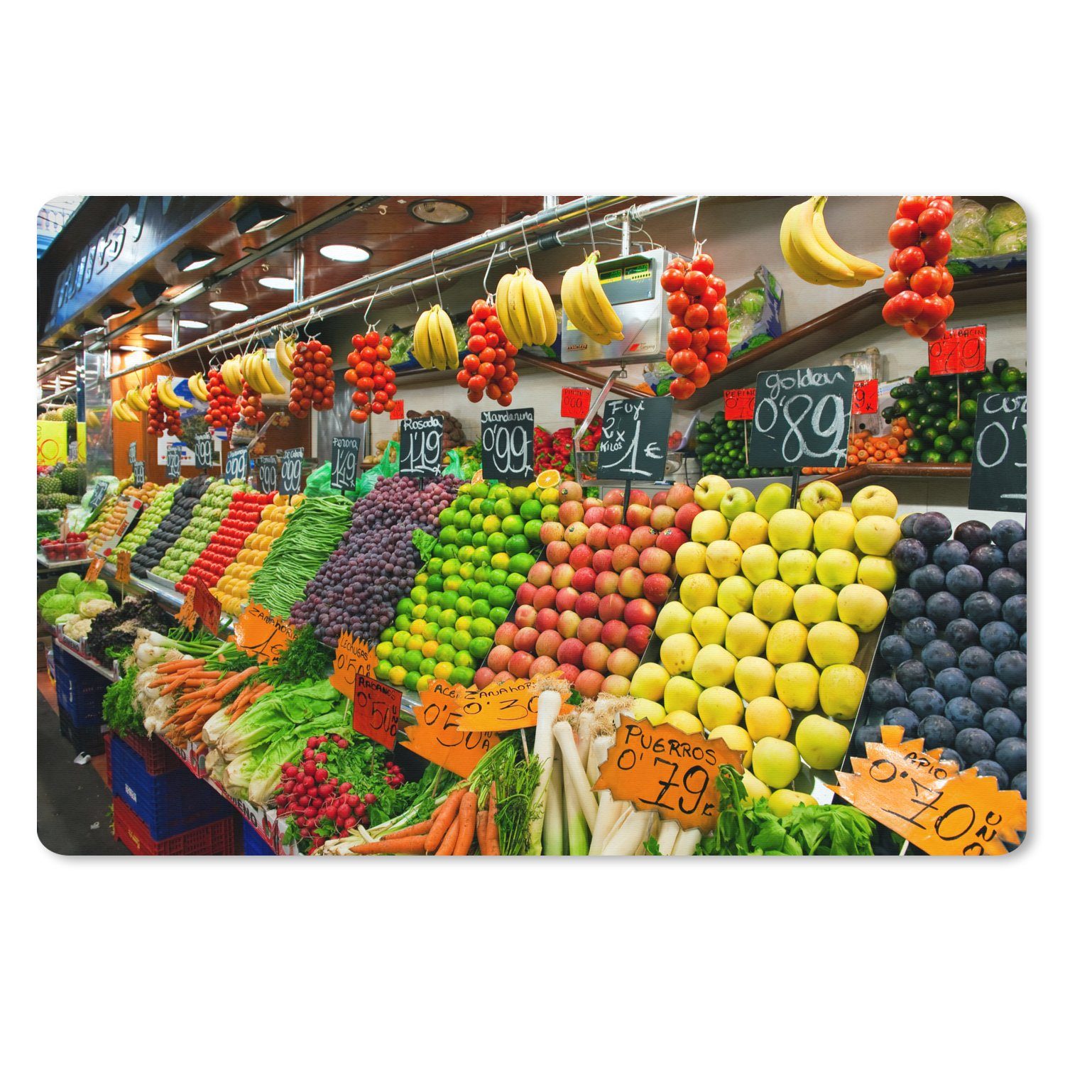 MuchoWow Gaming Mauspad Obst - Gemüse - Behälter - Markt (1-St), Mousepad mit Rutschfester Unterseite, Gaming, 120x80 cm, XXL, Großes