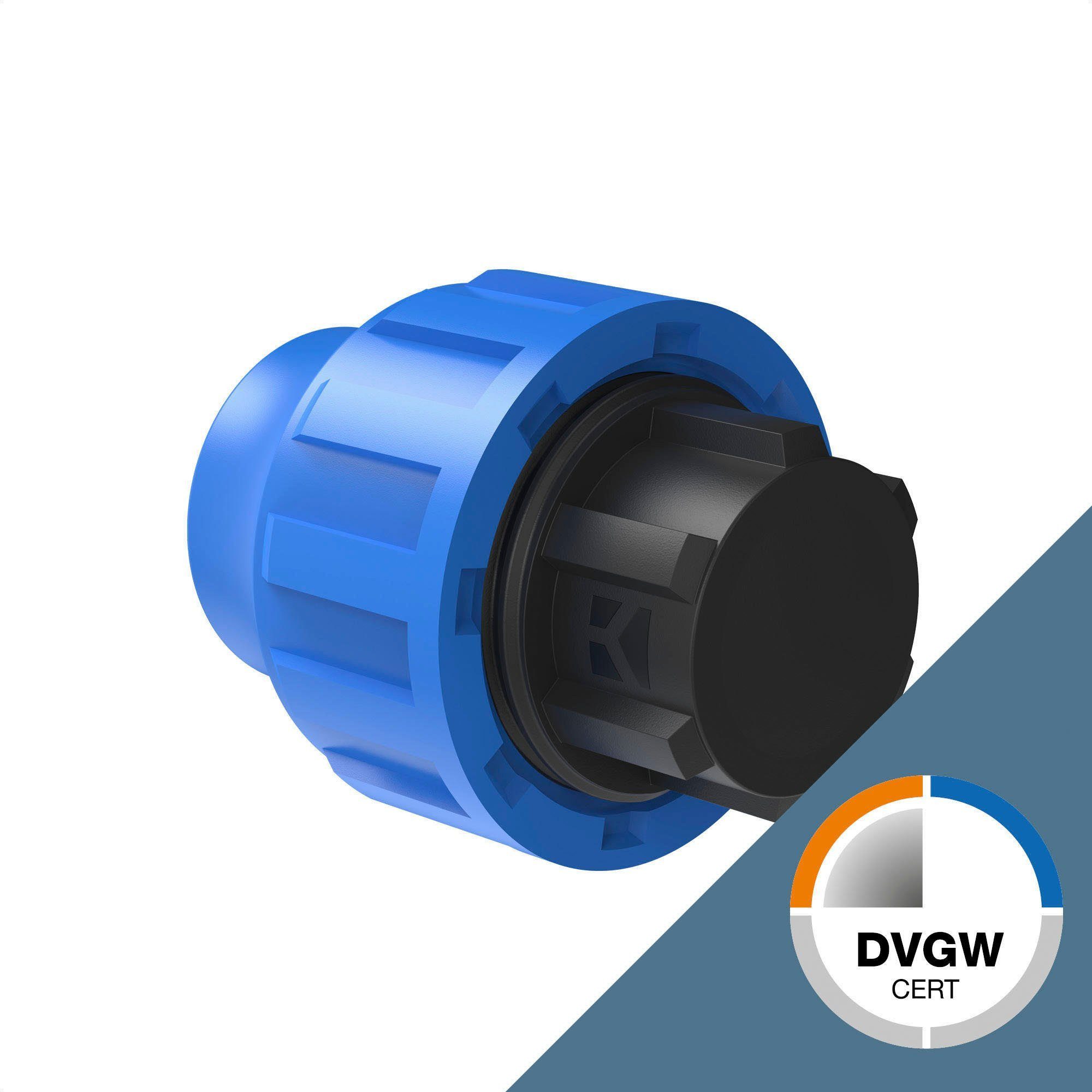 Kirchhoff Schlauchverbinder PE Rohr Verschraubung, PE Fitting, Kupplung, Klemmverbinder, DVGW