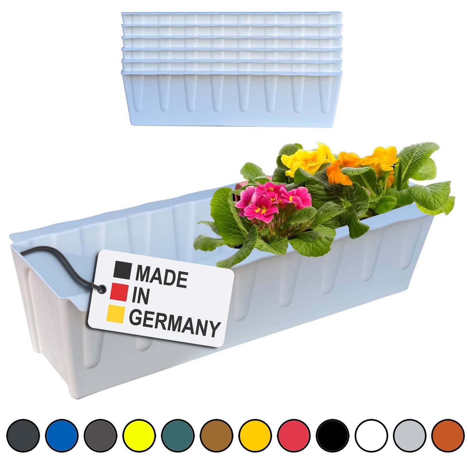 BURI Blumenkasten Blumenkasten Europaletten 6er-Set Weiß Pflanzkasten Balkonkasten