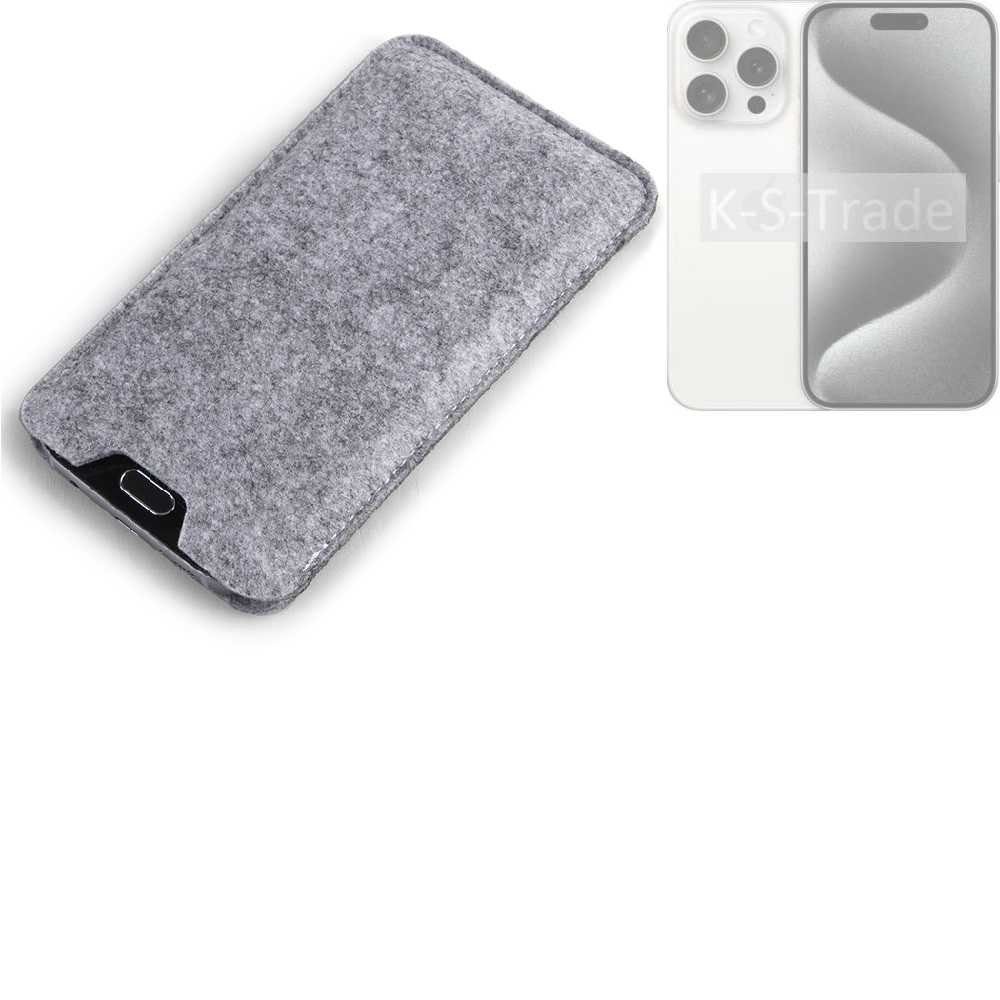 K-S-Trade Handyhülle für Apple iPhone 15 Pro, Filz Handyhülle Schutzhülle  Filztasche Filz Tasche Case Sleeve