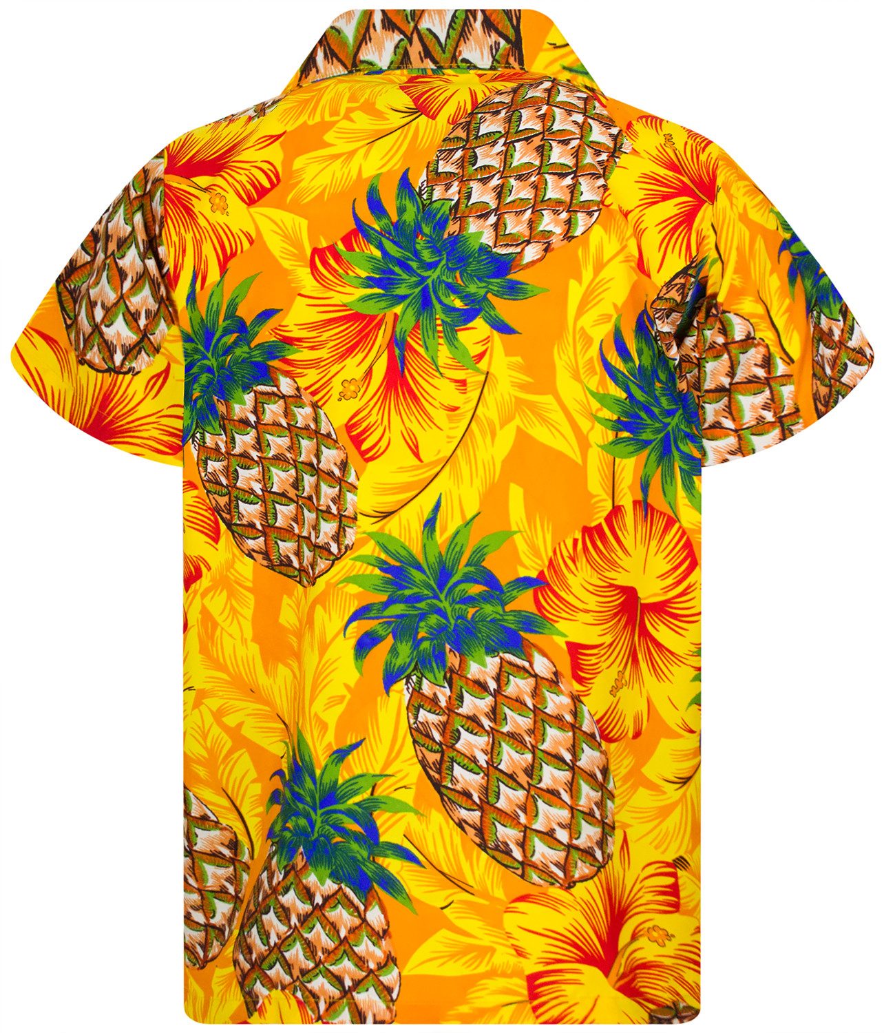 King Kameha Hawaiihemd Pineapple Hibiscus Funky Hawaii-Hemd Kurzarm Front-Tasche Unisex – Bild 2 von 5