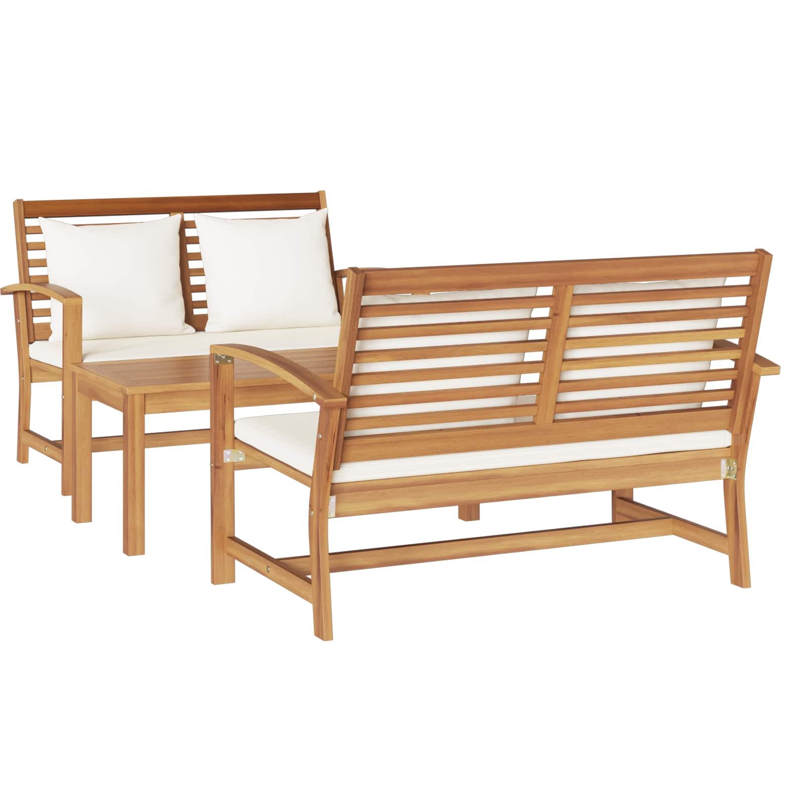 vidaXL Gartenlounge-Set Gartensofa-set 3 pcs Natur Massives holz, (3-tlg)