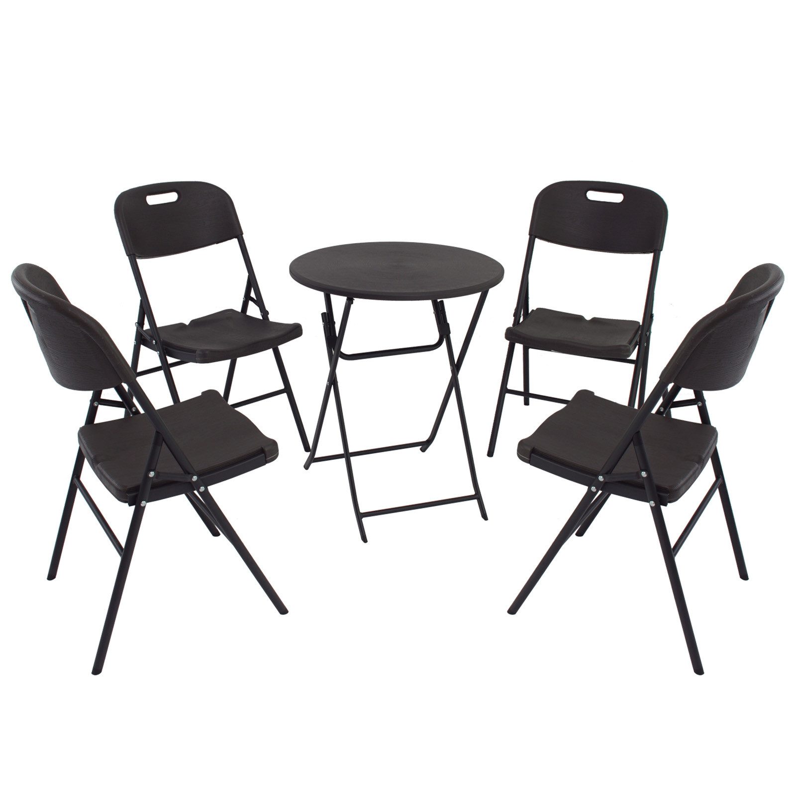 TRUTZHOLM Bistrotisch Gartenmöbel Campingmöbel Bistrotisch und 4 Stühle grau Ø 60 cm (pflegeleicht), klappbar