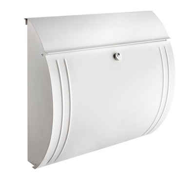 PROREGAL® Wandbriefkasten Eleganter Briefkasten Modena aus verzinkten Stahl, 15,3L, Weiß