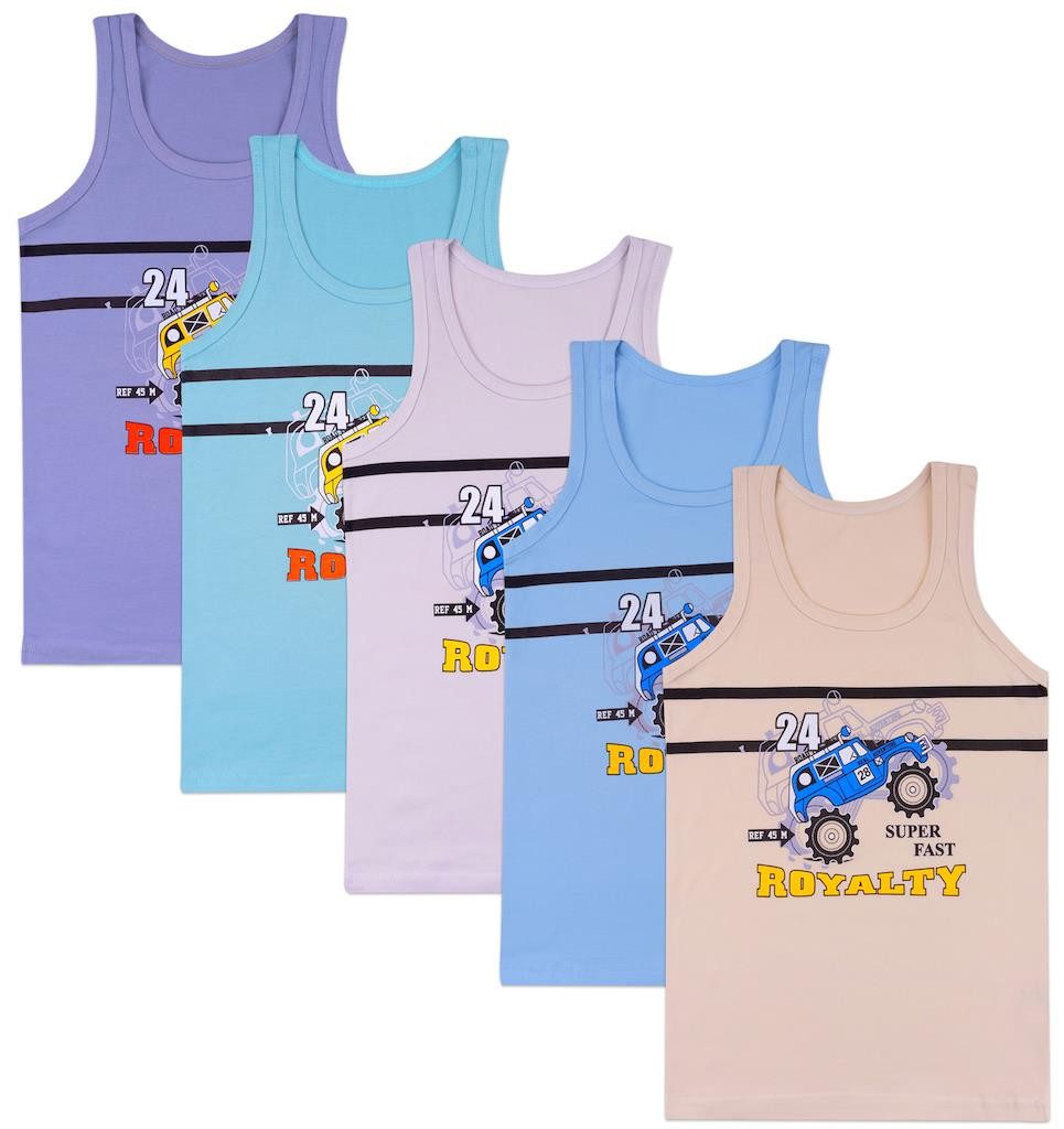 LOREZA Unterhemd 5er Set Jungen Unterhemden - Rallye - Bunt (Spar-Packung, 5-St., 5er Pack)