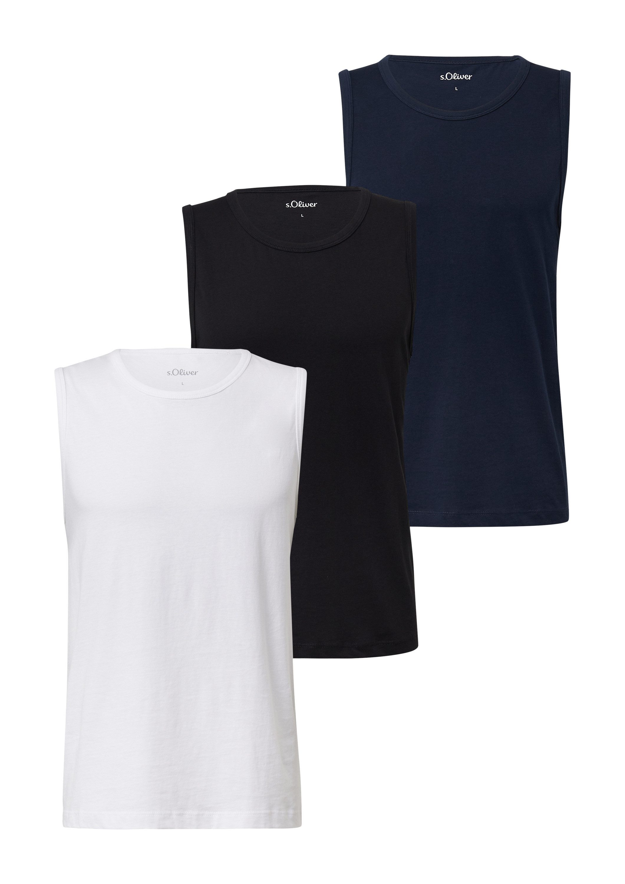 s.Oliver Muskelshirt T-Shirt Ärmelloses Shirt im 3er-Pack günstig online kaufen