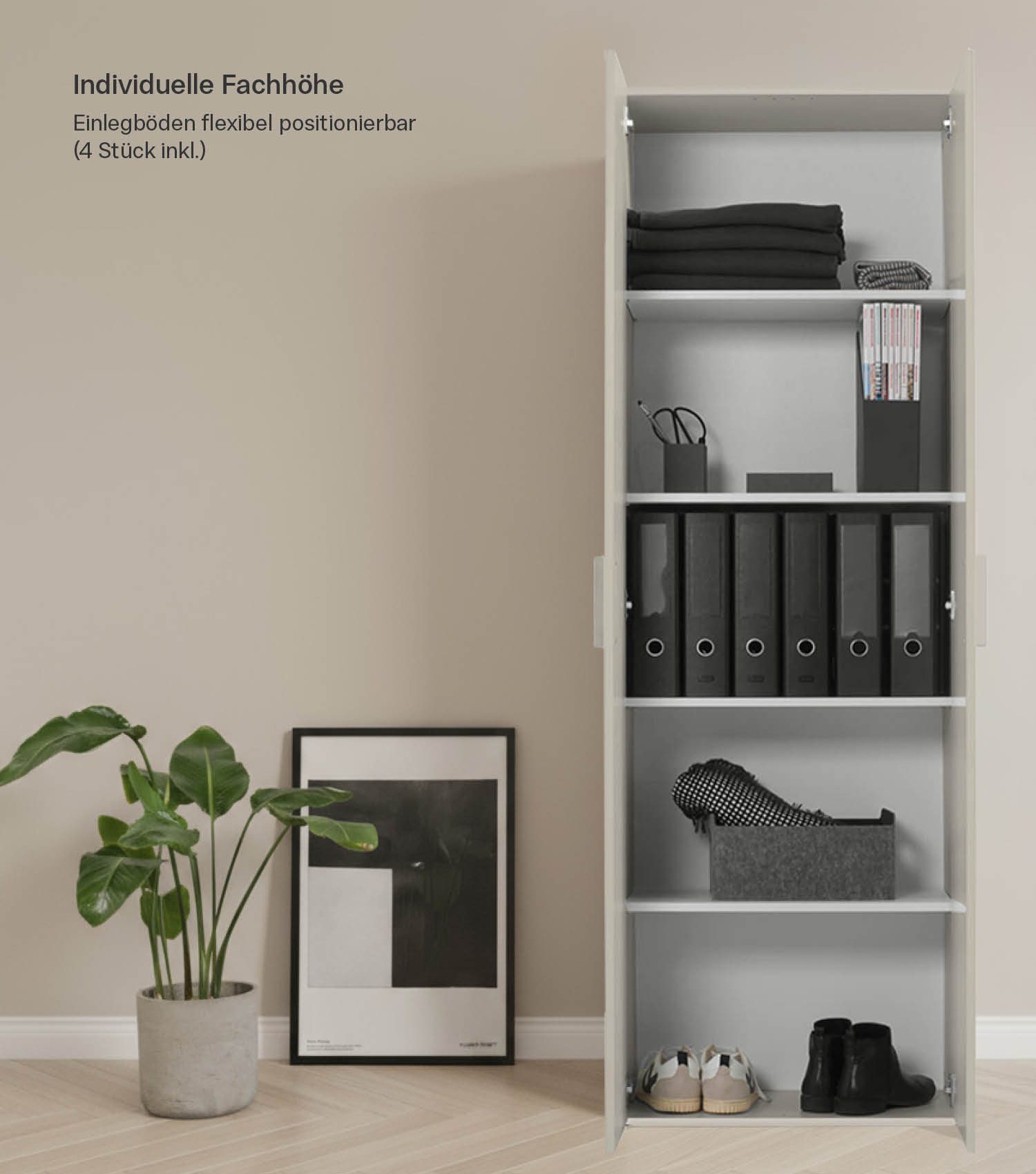 mokebo Mehrzweckschrank Der Lange (60x180 cm, mit 4 Einlegeböden) Schuhschr günstig online kaufen