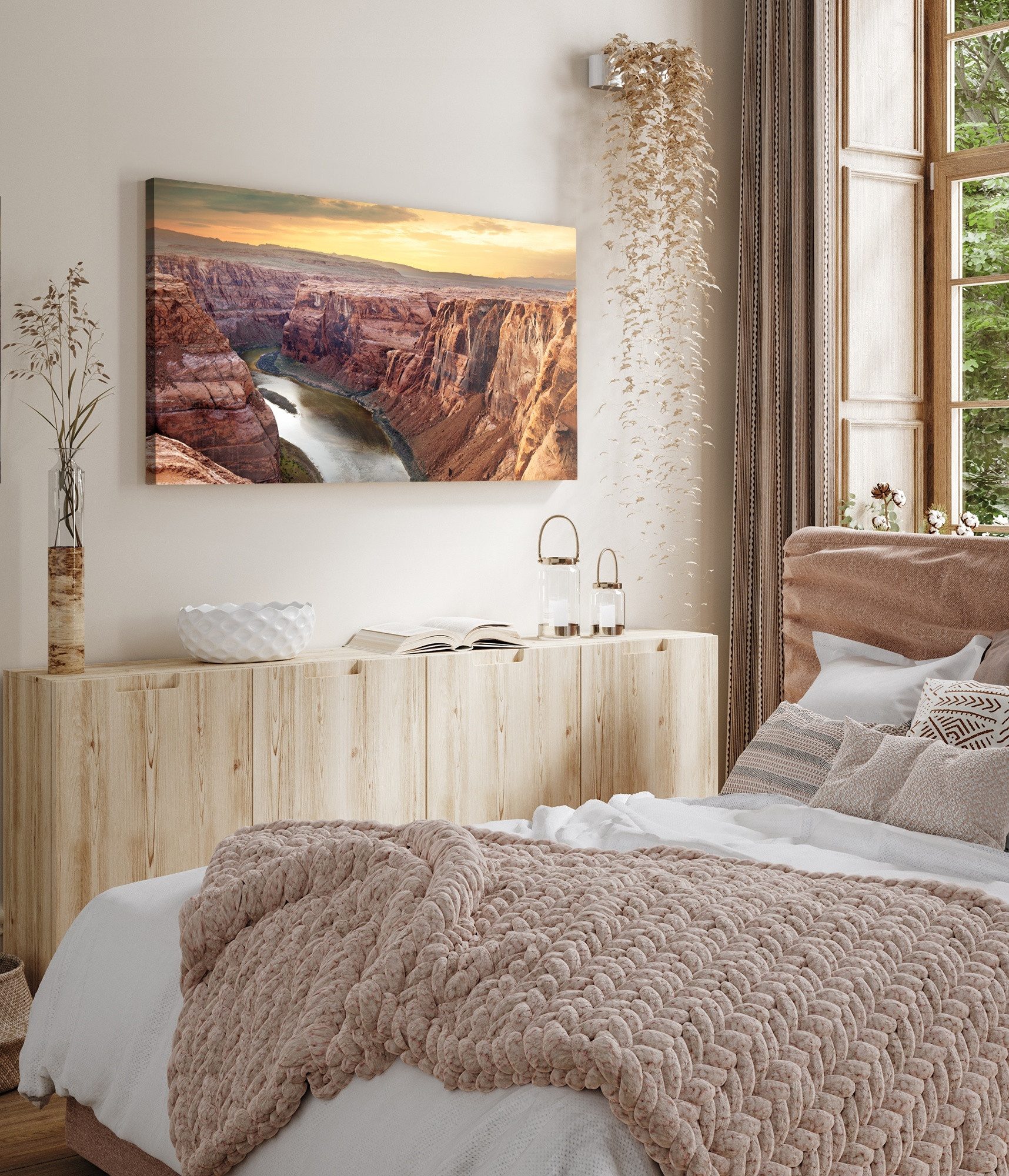 Sinus Art Leinwandbild Kunstdruck Bilder 120x60cm Colorado River USA Grand Canyon Schlucht So, (1 St)