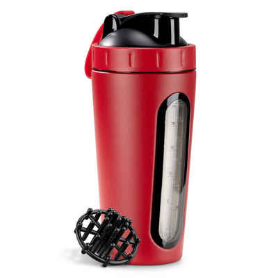 Navaris Protein Shaker Protein-Shaker Edelstahl - 750ml - Fitness-Becher - Rot, Edelstahl, (1-tlg)