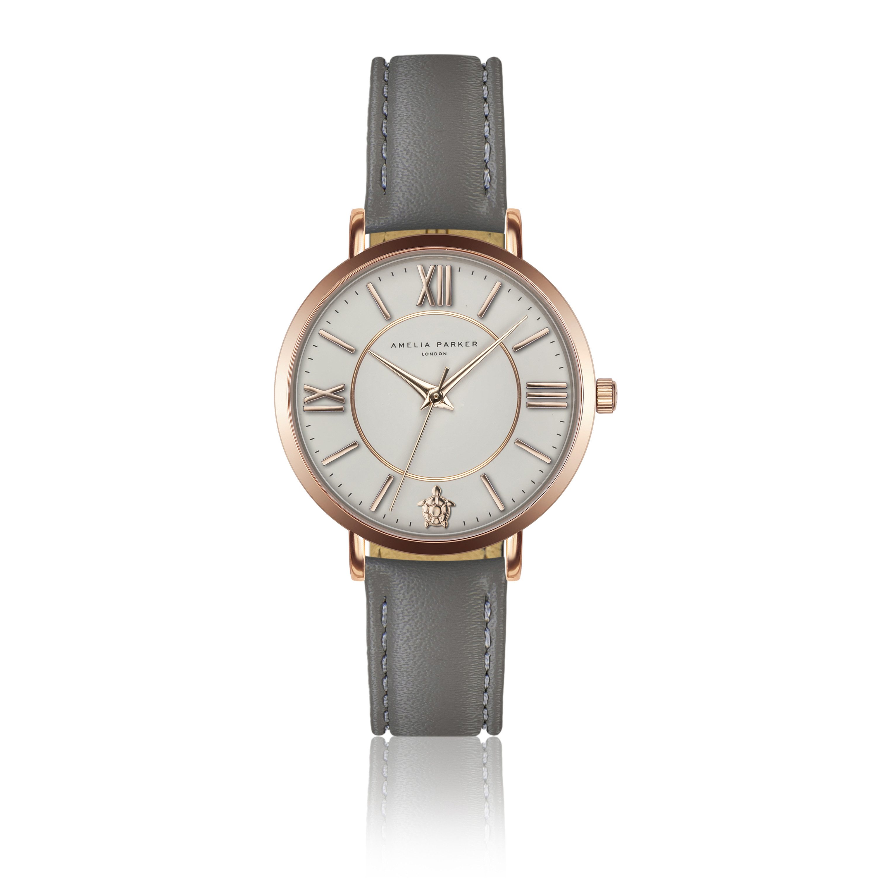 AMELIA PARKER Quarzuhr AB4-S054R Petite Classique Grey Leather