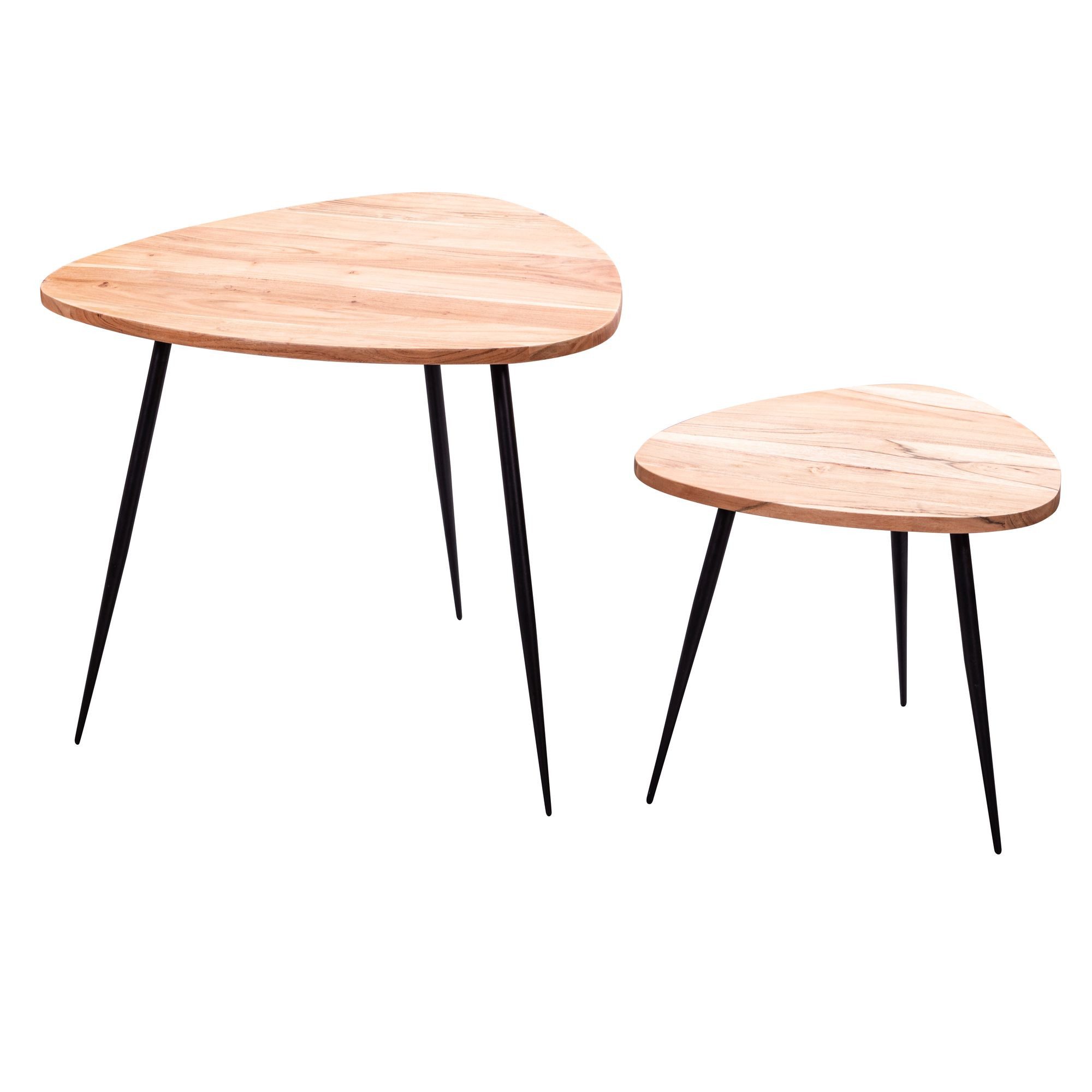 Wohnling Beistelltisch 2er Set Satztisch Akazie Massivholz / Metall Couchtisch Klein, Design. € 173,99
