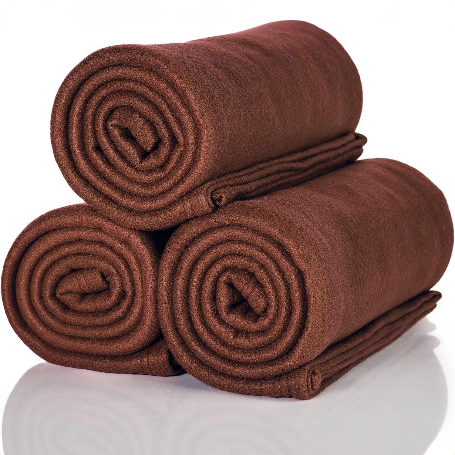 Wohndecke 3 St. A3SB Oeko-Tex Polar Fleecedecken Couch schokobraun 130x160c günstig online kaufen