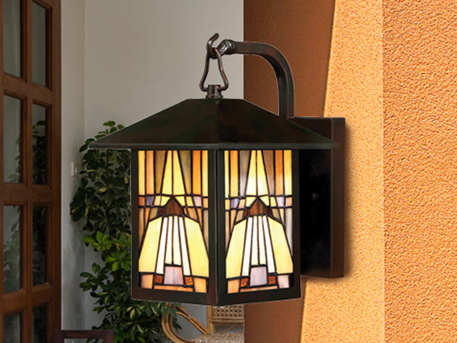 meineWunschleuchte LED AußenWandleuchte, Tiffany Lampe Landhausstil
