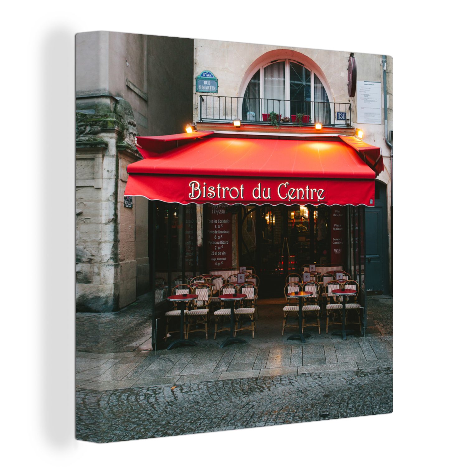 Bilder - für Wohnzimmer Cafe, Paris (1 Leinwand Leinwandbild - Schlafzimmer Frankreich St), OneMillionCanvasses®
