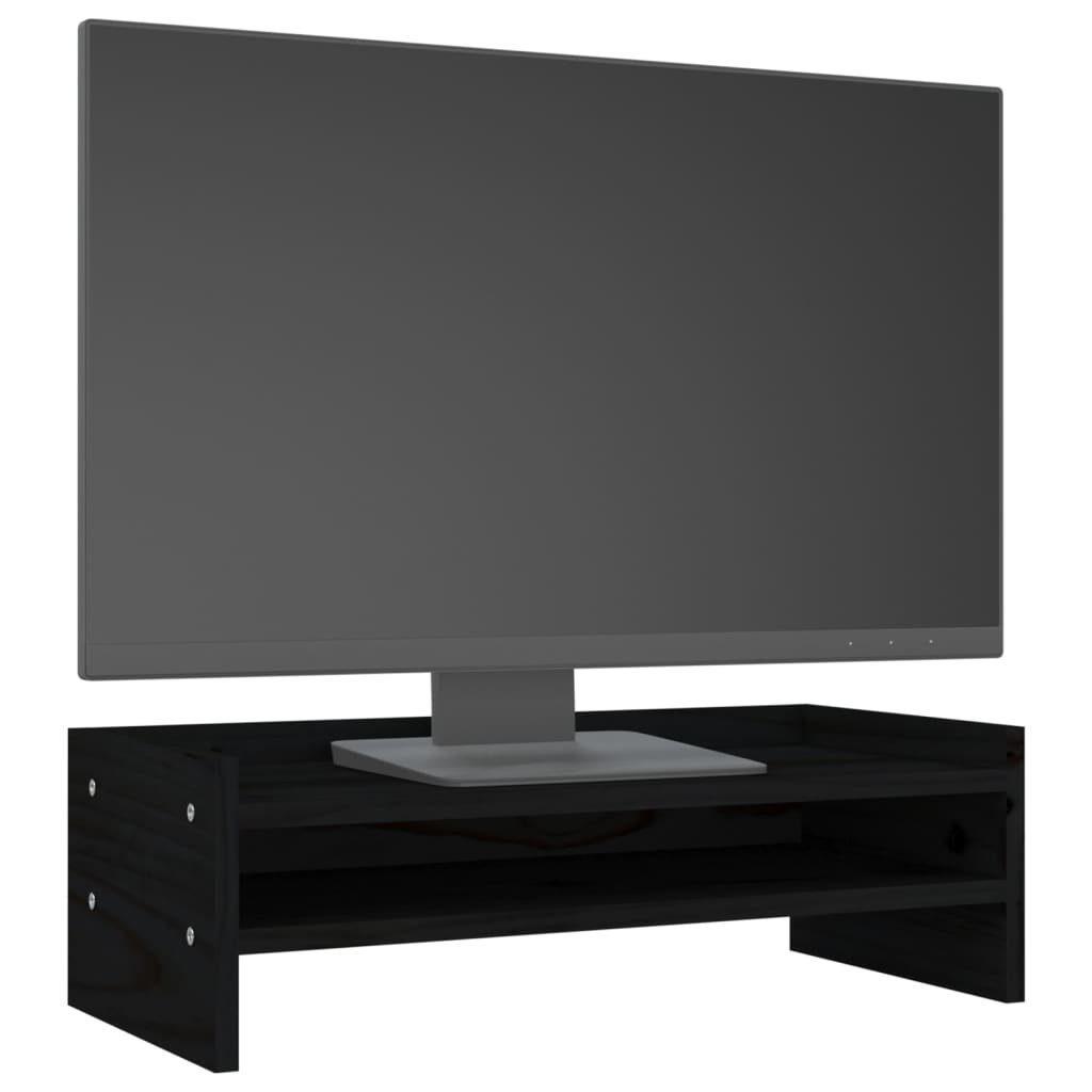 Massivholz Monitorständer cm 50x24x16 vidaXL Monitorständer Kiefer Schwarz