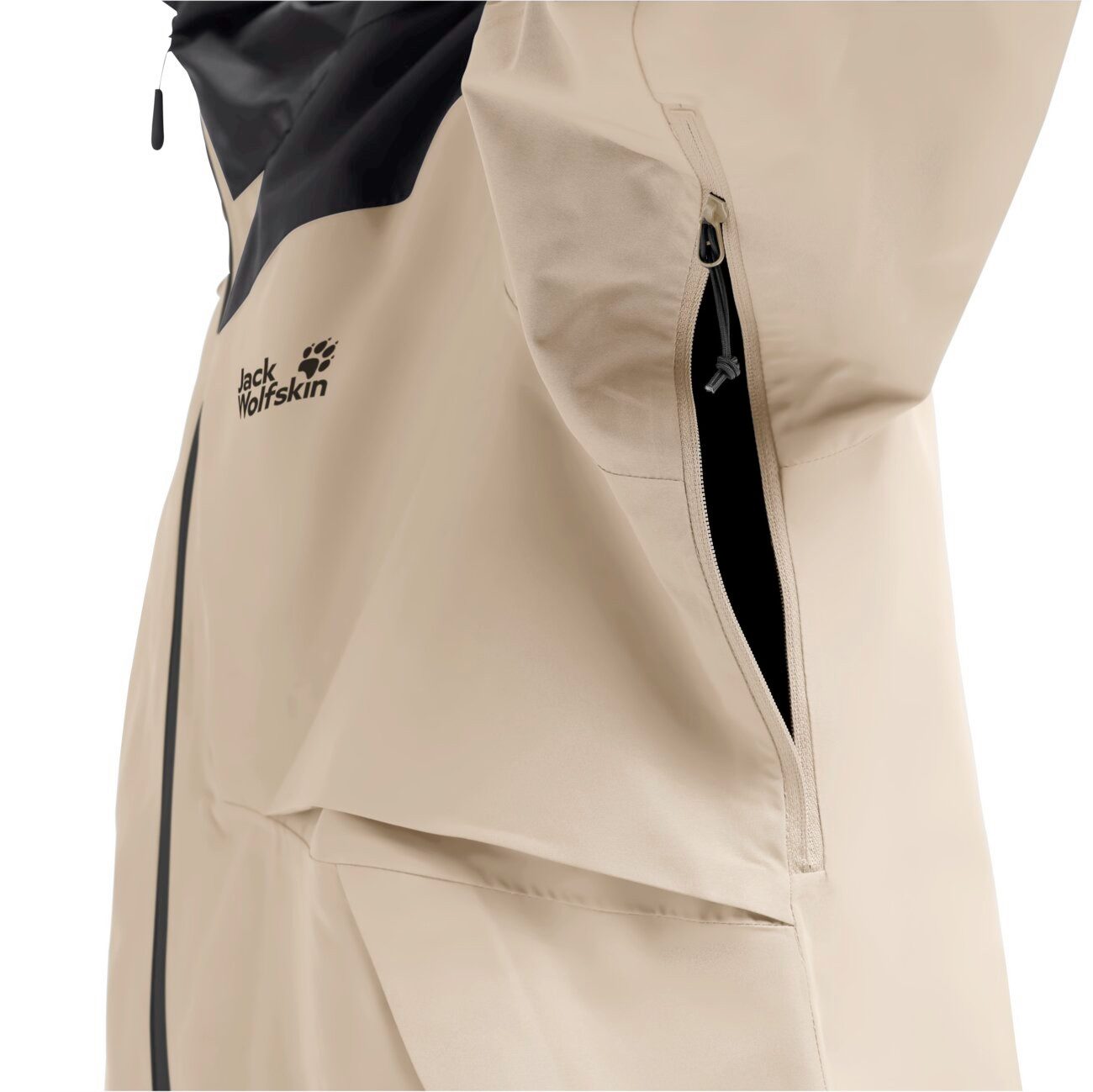 Jack Wolfskin Regenjacke Flextrail 2-Lagen (wasserdicht, winddicht) beige/schwarz Herren – Bild 5 von 5