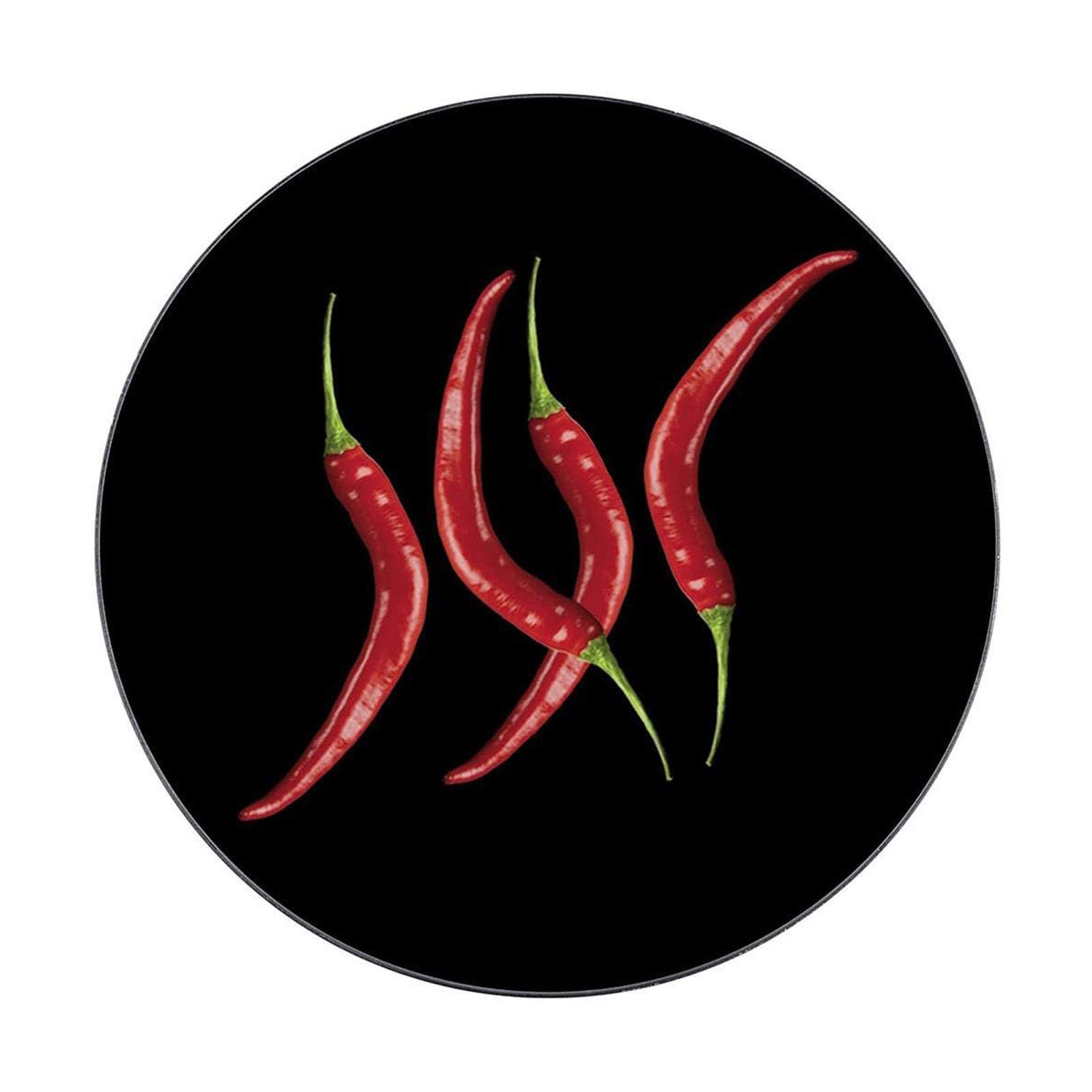 WENKO Подставка Glas Подставки Peperoni Rund für Töpfe Pfannen Pfannenuntersetzer, Ø 20 cm aus gehärtetem Glas mit Anti-Rutsch Füßen aus Silikon