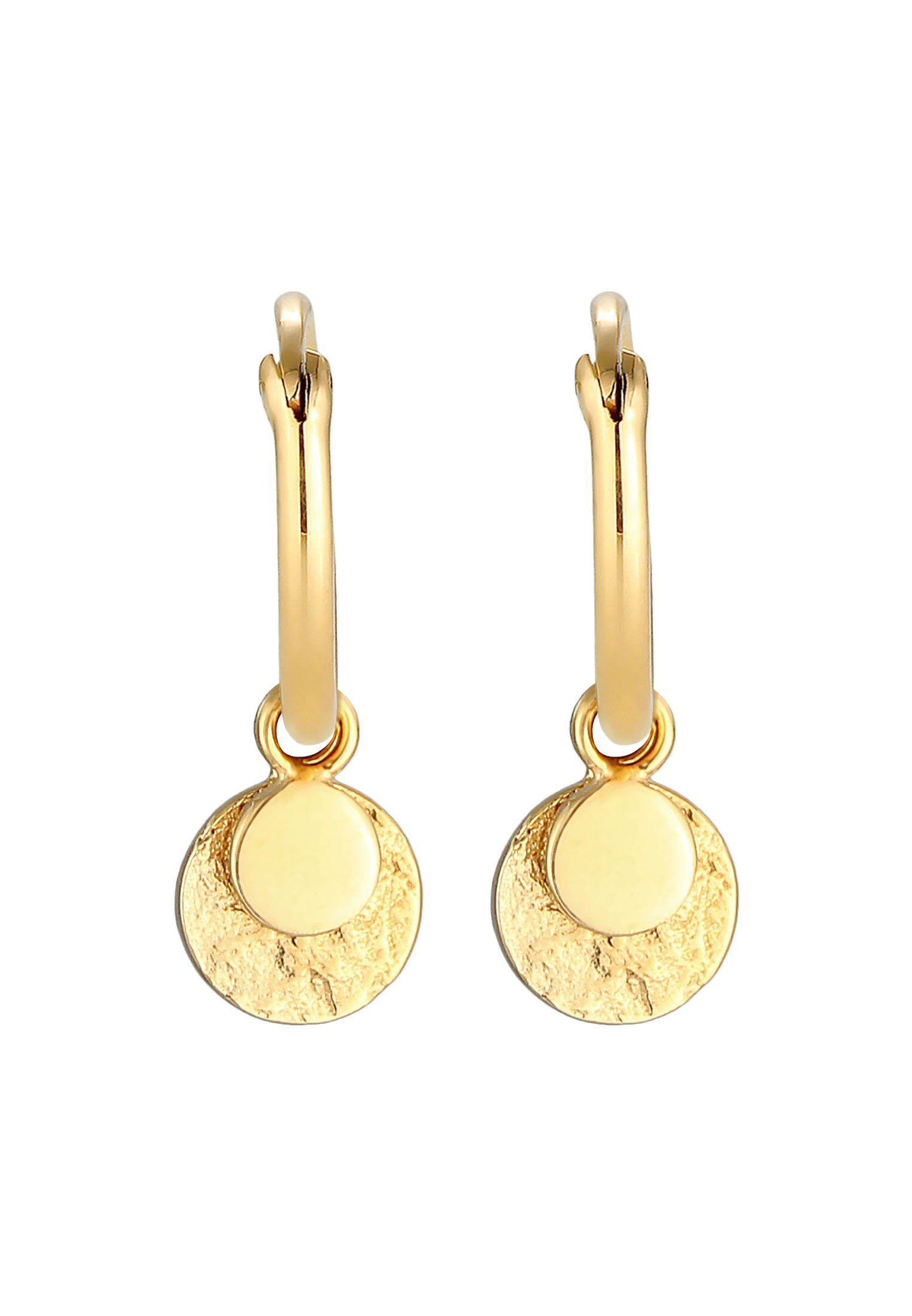 Silber Ohrhänger 925, Ohrhänger Elli Paar Vintage Plättchen Creolen Gold Geo