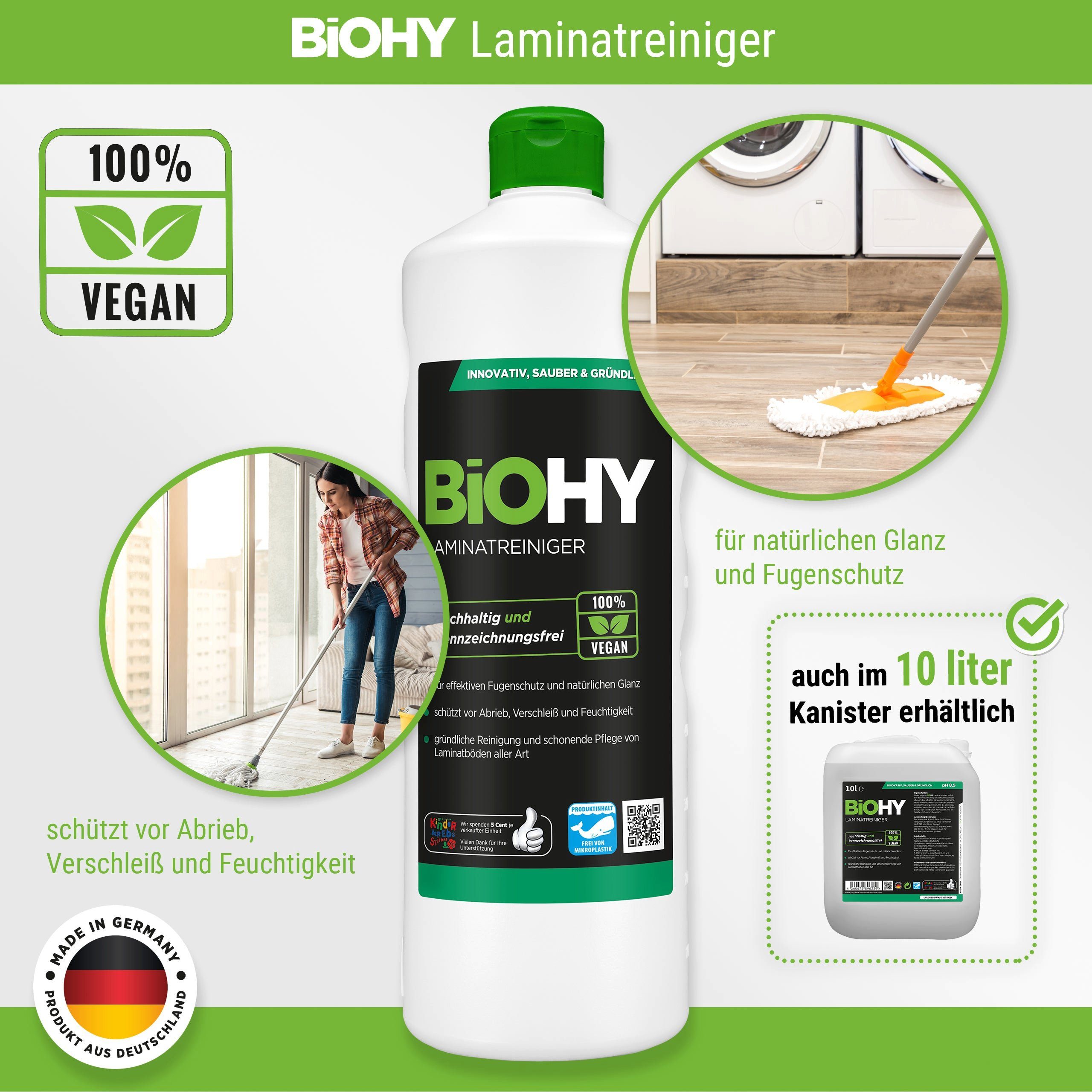 BiOHY und Vinyl- x Flasche 1 Liter (1-St) Designbodenreiniger 1 Laminatreiniger