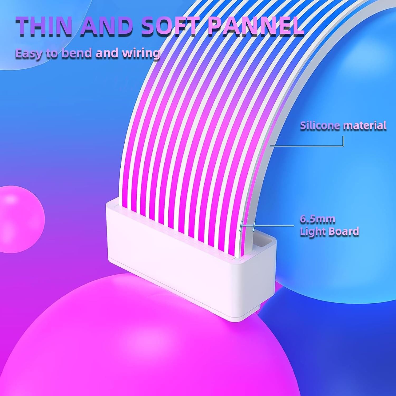 Athlix LED Lichtleiste RGB PSU Kabel für Gaming PC, LED Streifen ARGB PC Kabel Abdeckung, LED fest integriert, 24-polige ATX-Netzteilkabel, 80 LEDs