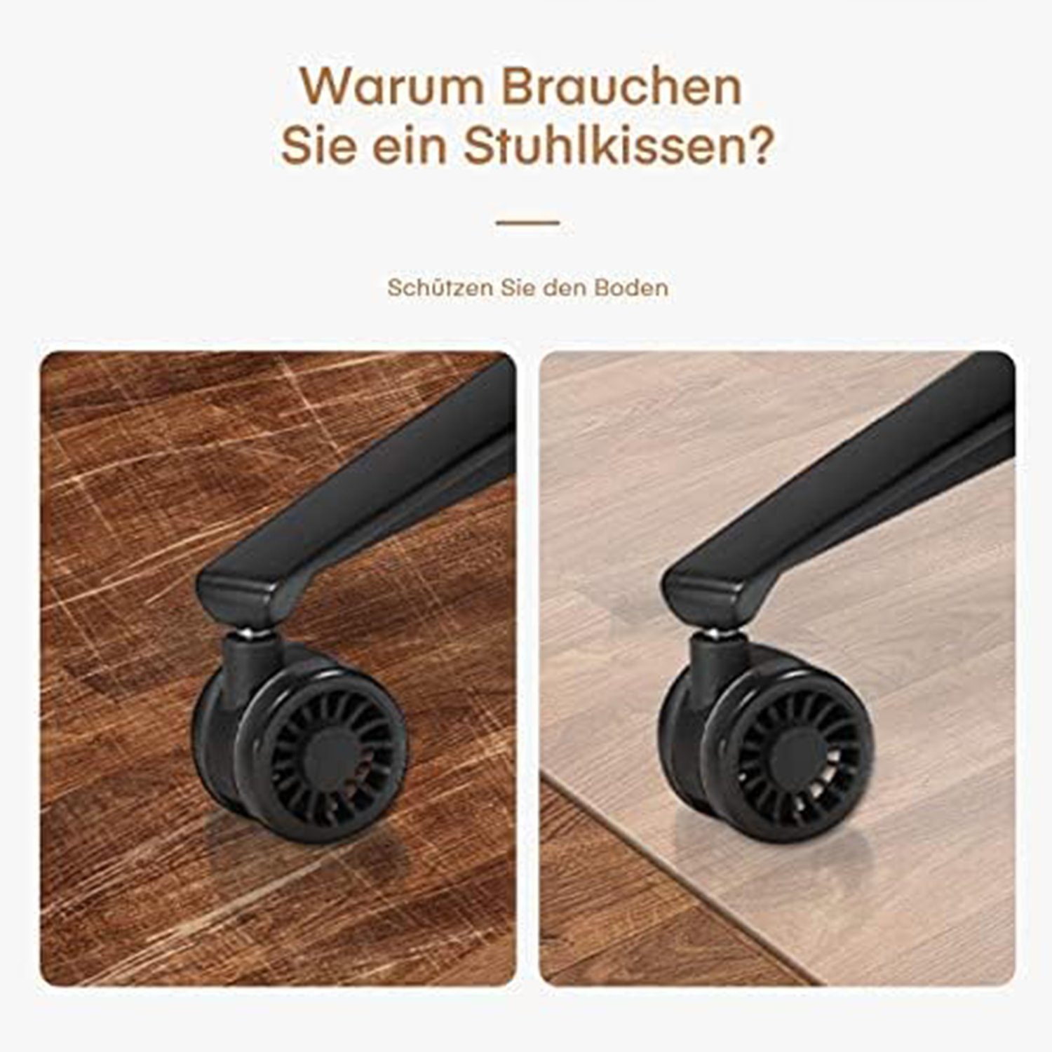 IKIDO Bodenschutzmatte Kissen für Bürostühle, Spritzkissen, Stuhlkissen, transparente Stuhlmatte, Unterlage für Bodenschutz, 100% recycelbar, isoliert, rutschfest, wasserdicht