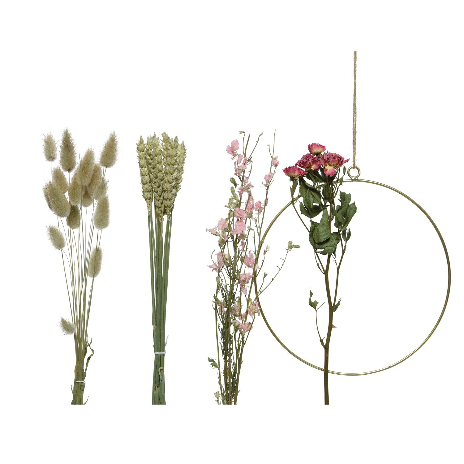 MARELIDA Bastelkranz Bastelset DIY Dekoring mit Trockenblumen Trockenblumenkranz Blumenring