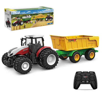Esun RC-Traktor RC-Traktor Ferngesteuerter Traktor mit Anhänger, Traktor Spielzeug (Set, Komplettset), Ferngesteuert Ackerschlepper mit Licht und Sound