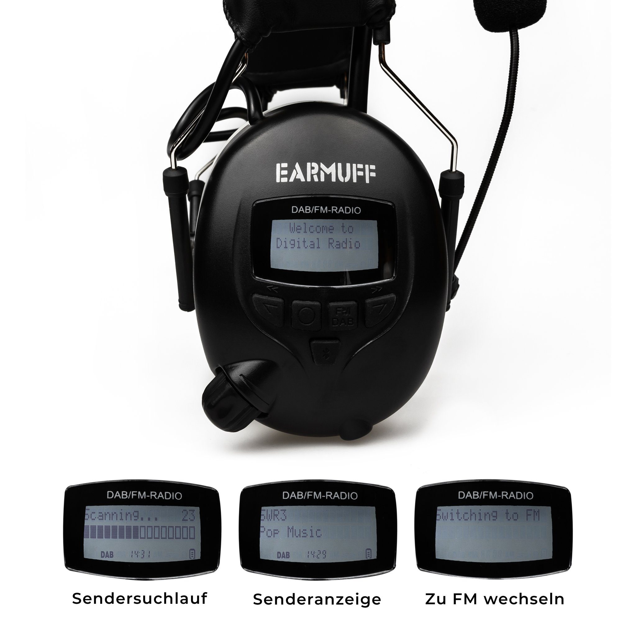 EARMUFF Kapselgehörschutz EARMUFF St) (1 31dB DAB+/FM/AUX/Bluetooth