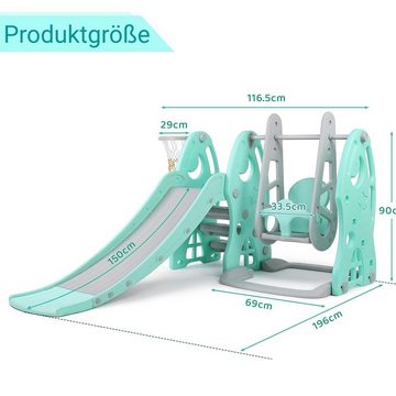 TLGREEN Rutsche Kinderrutsche mit Schaukel, 4 in 1 Kinderspielplatz Indoor Outdoor